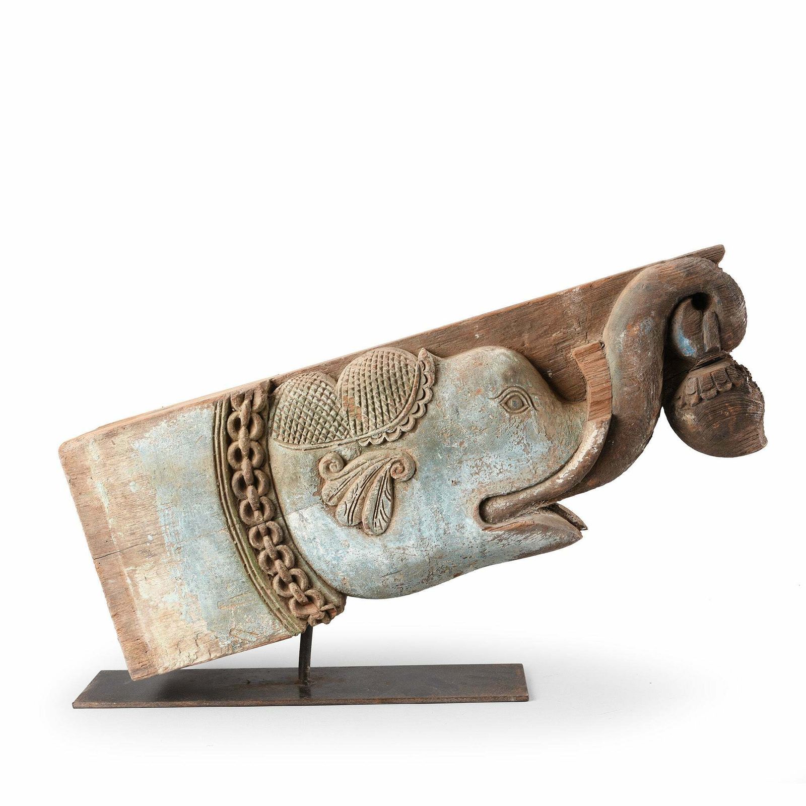 Carved Teak Elephant Corbel From Andhra Pradesh, 19th Century
