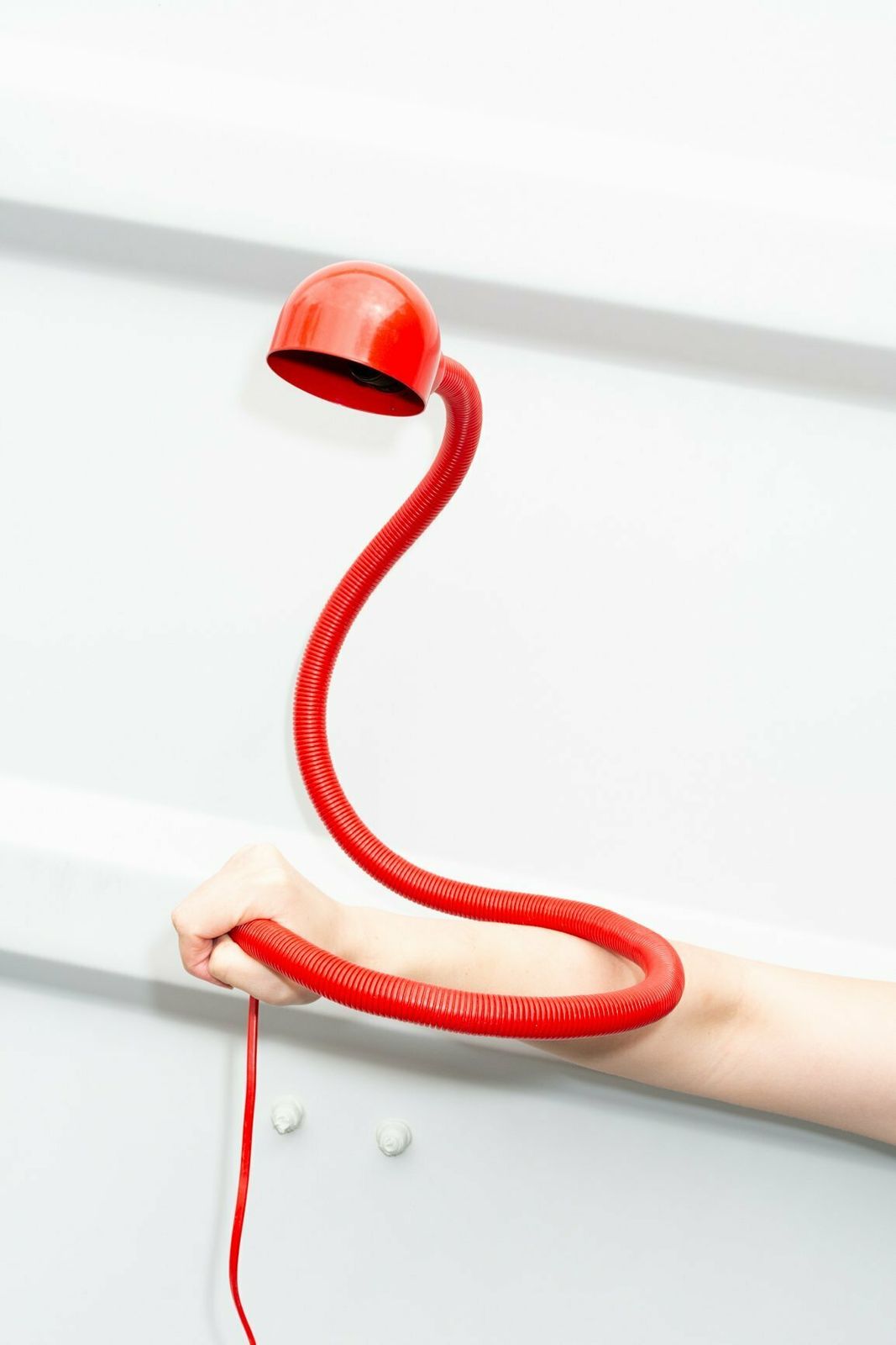Red 'Serpent' Adjustable Desk Lamp By Isao Hosoe Hebi Serpent Lamp | Italy 1968 photo vintage