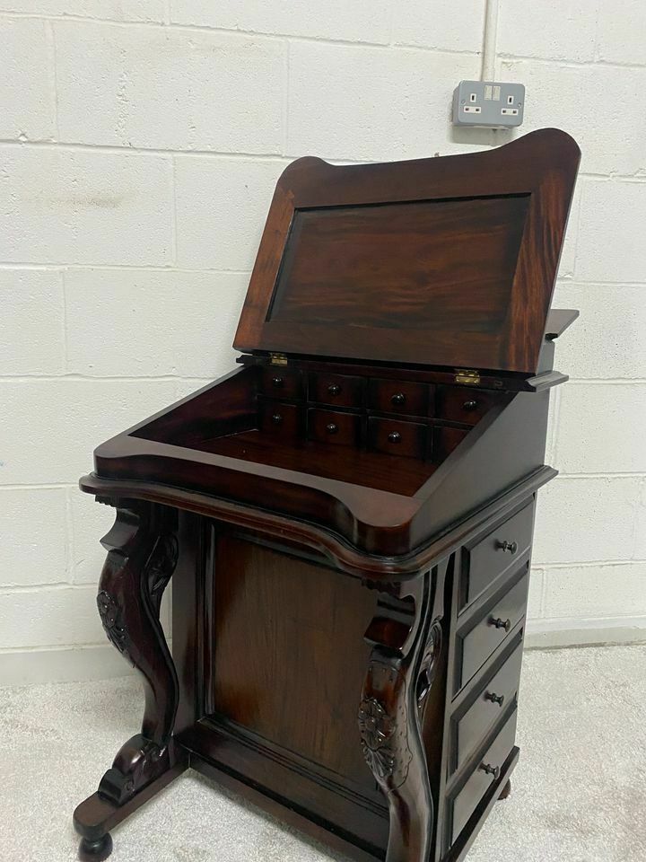Solid Mahogany Davenport Desk Green Leather Inlay Antique Repro photo 250.0