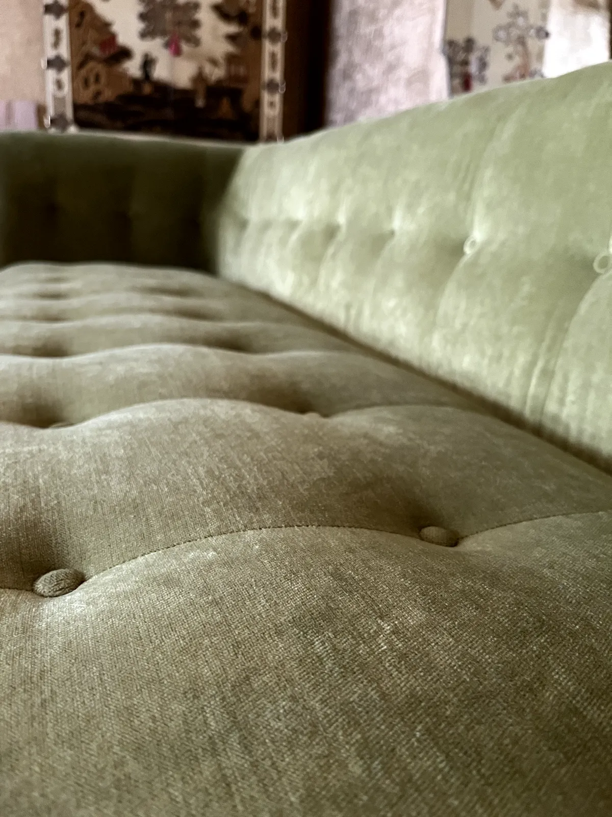 Sofa, Bespoke Lelievre, Upholstered In Fresh Green Velvet, Perspex Feet, 2.6 M photo Furniture