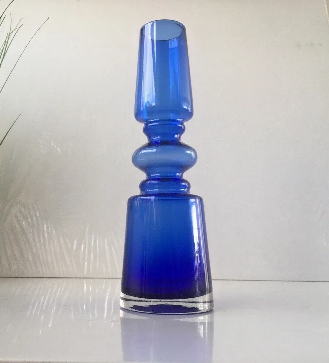 Large Cased Scandinavian 60's 70's Style Hooped Glass Vase Japanese Riihimaki