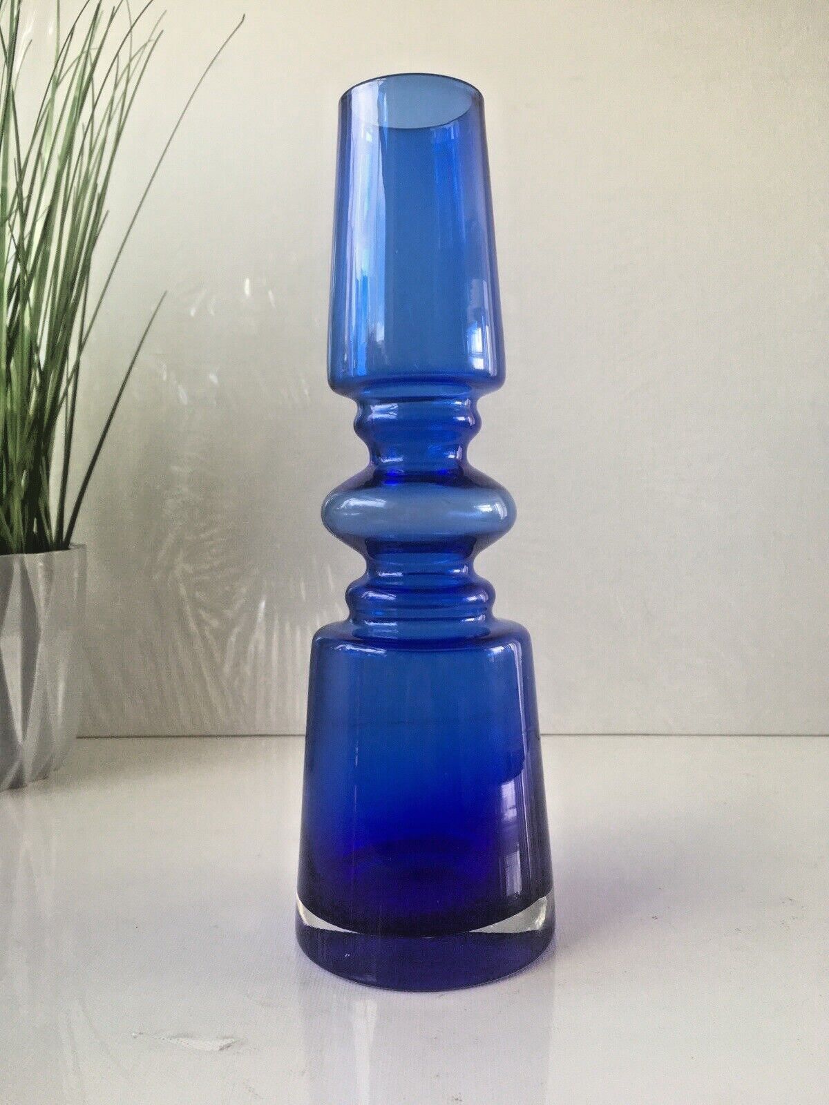 Large Cased Scandinavian 60's 70's Style Hooped Glass Vase Japanese Riihimaki photo Home Decor