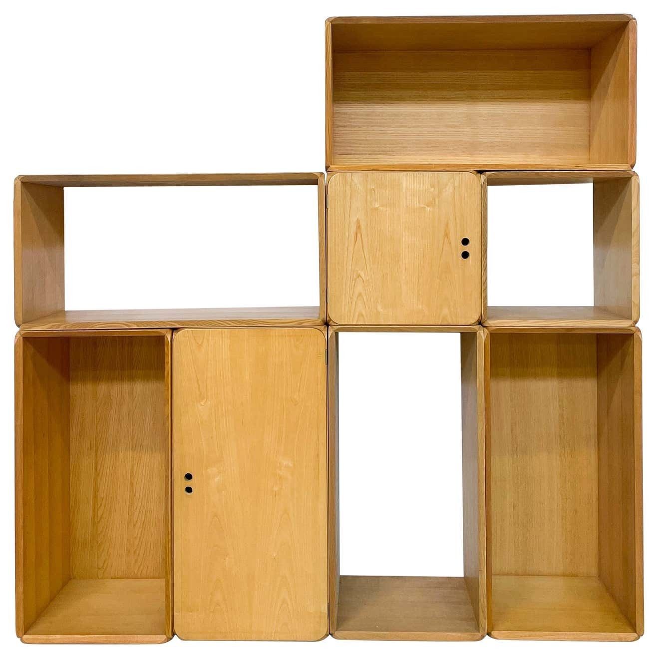 Midcentury Set Of Modular Wooden Cubes By Derk Jan De Vries, Italy, 1960s
