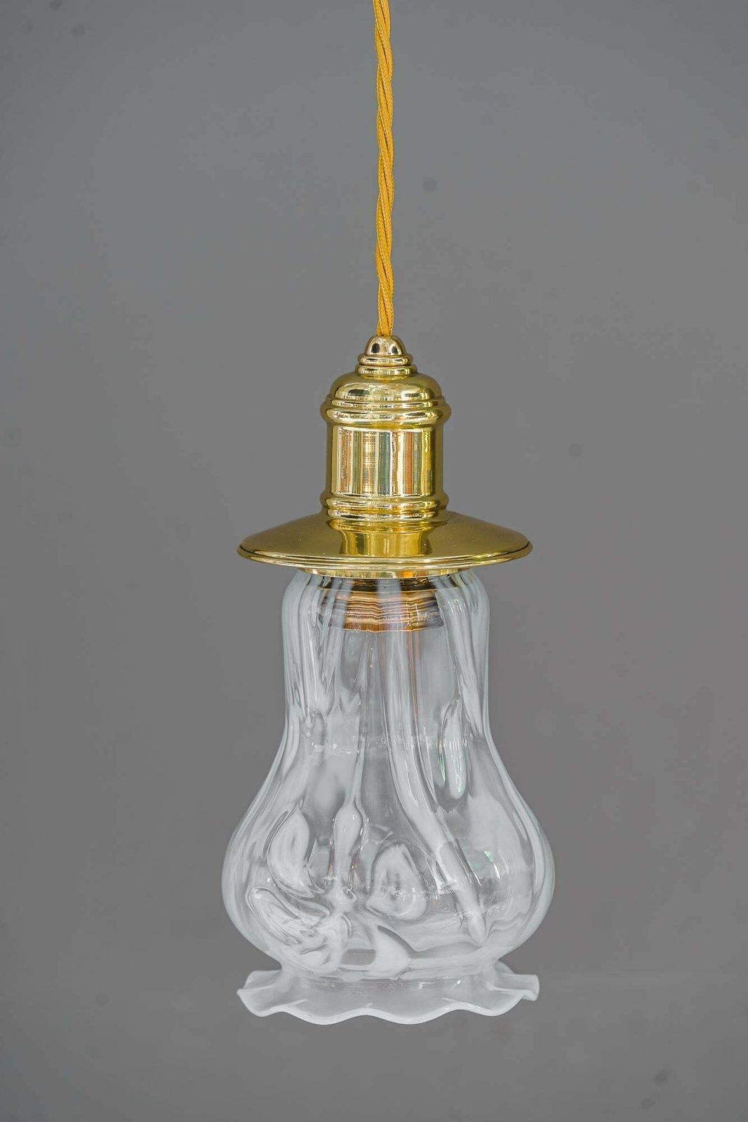 2 Art Deco Pendants Vienna Around 1920s With Opaline Glass Shades photo Lighting