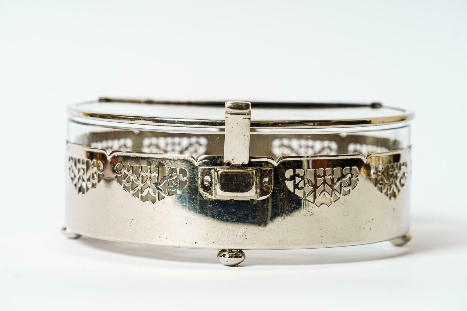 Art Deco Nickel  Plated With Cut Glass Centrepiece Vienna Around 1920s photo 337.0