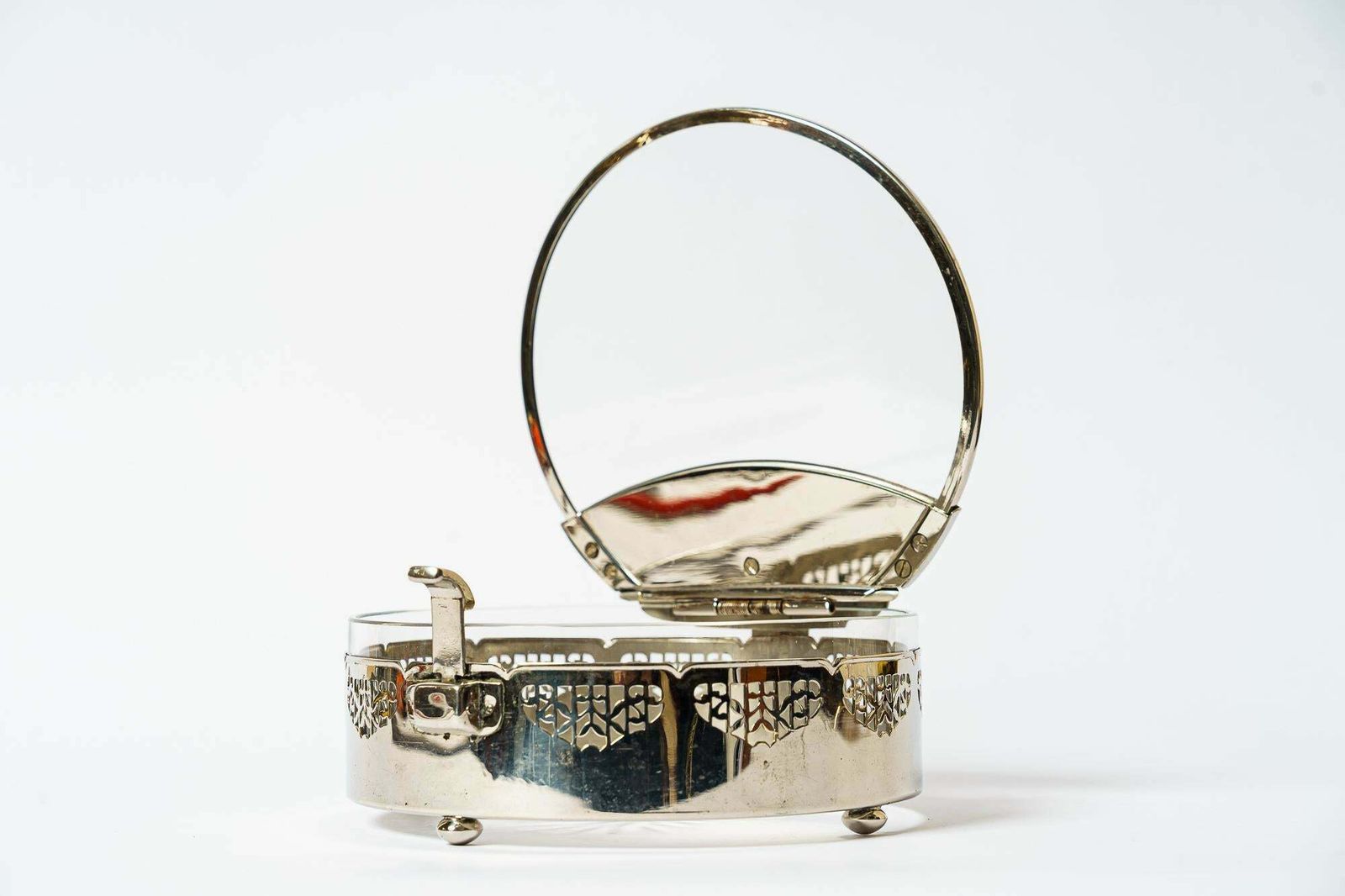photo furniture Art Deco Nickel  Plated With Cut Glass Centrepiece Vienna Around 1920s