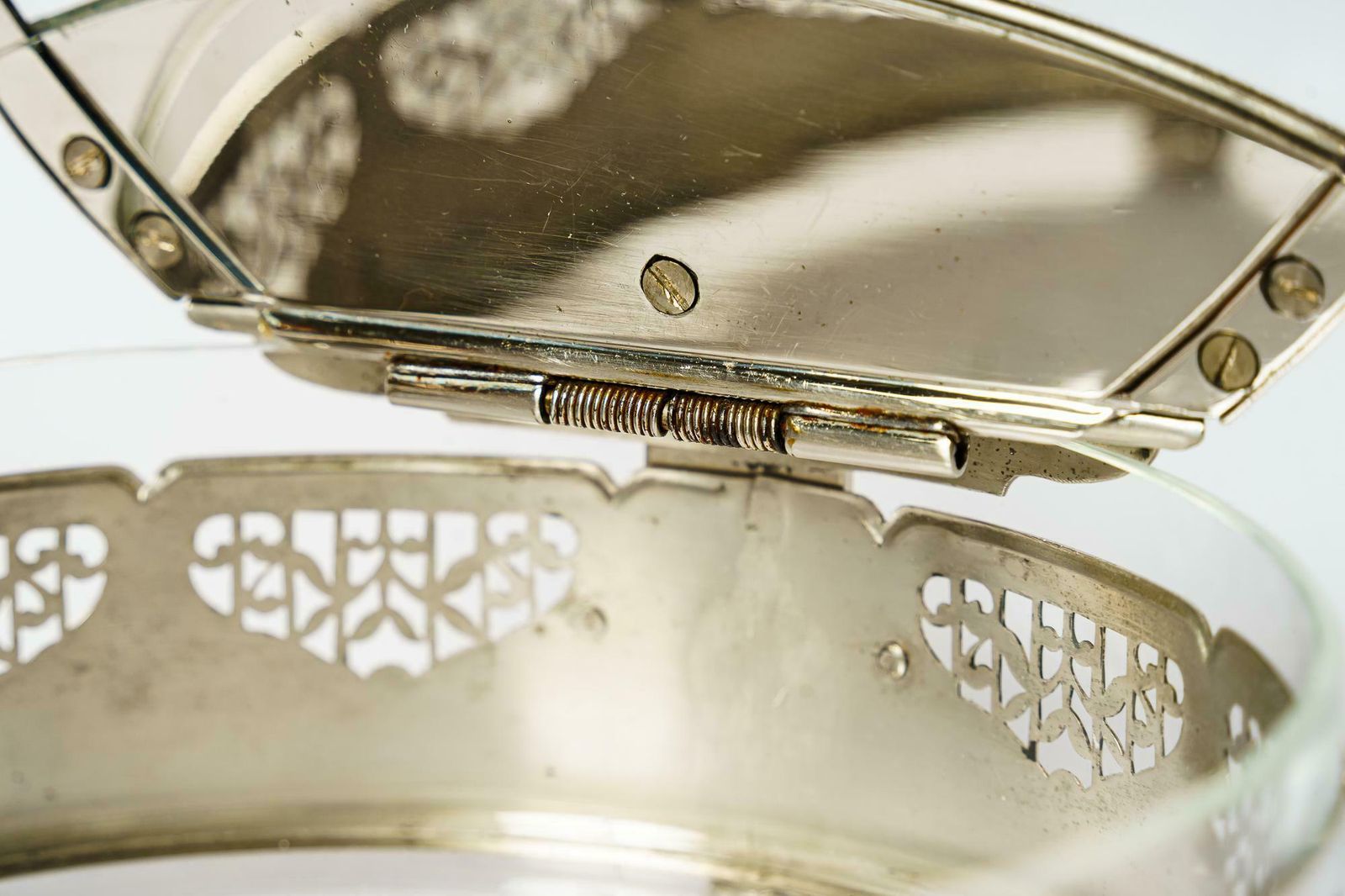 photo for sale Art Deco Nickel  Plated With Cut Glass Centrepiece Vienna Around 1920s