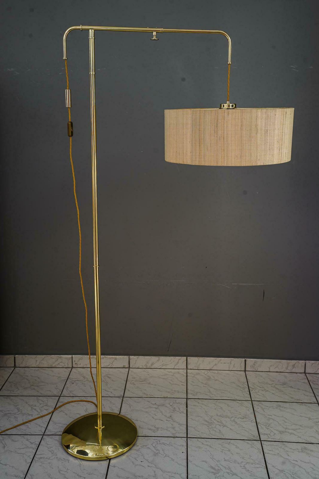 Rare And Big Adjustable Floor Lamp With Original Shade By Kalmar Around 1950s photo furniture