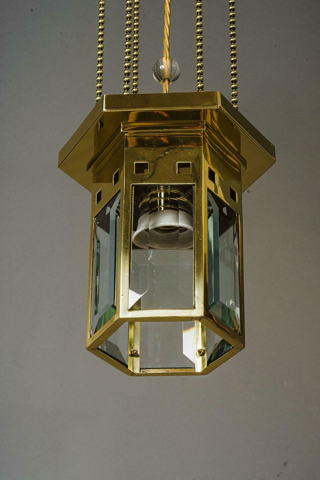 Art Deco Pendant With Facet Cut Glasses Vienna Around 1920s photo Lighting