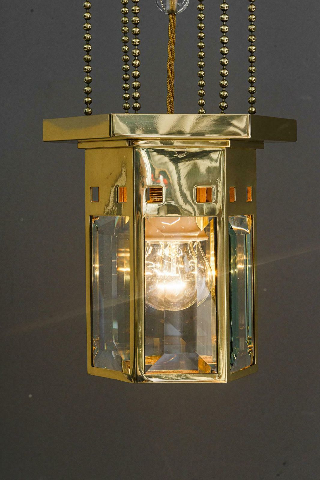 photo furniture Art Deco Pendant With Facet Cut Glasses Vienna Around 1920s