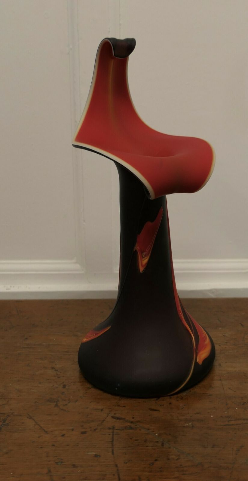 Large Glass Jack In The Pulpit Art Glass Vase.