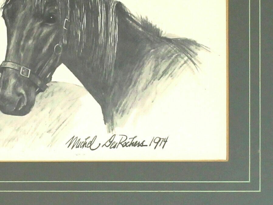Signed Print Of Two Horses By Michel Desrochers. photo for sale
