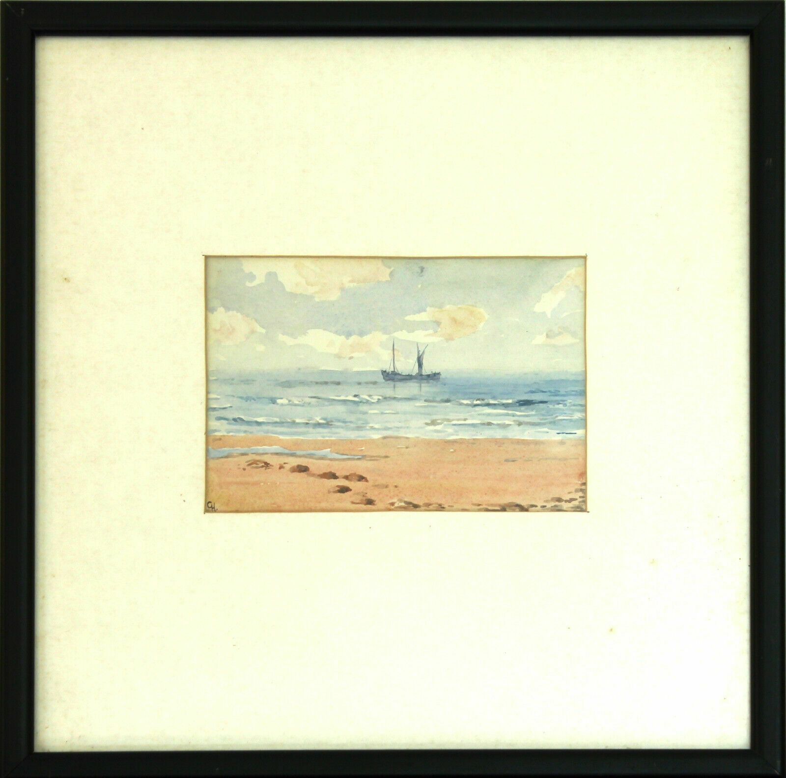 Watercolour By Charles E Hannaford. Titled "At Hunstanton"