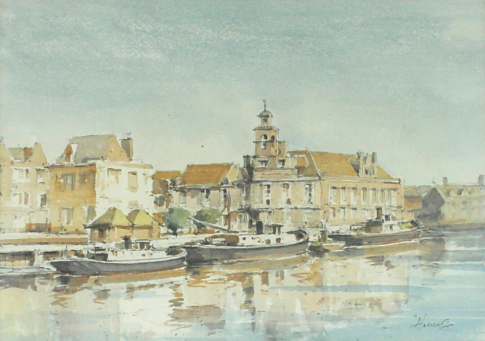 Watercolour By Graham Howlett. Titled "Great Yarmouth Town Hall photo furniture