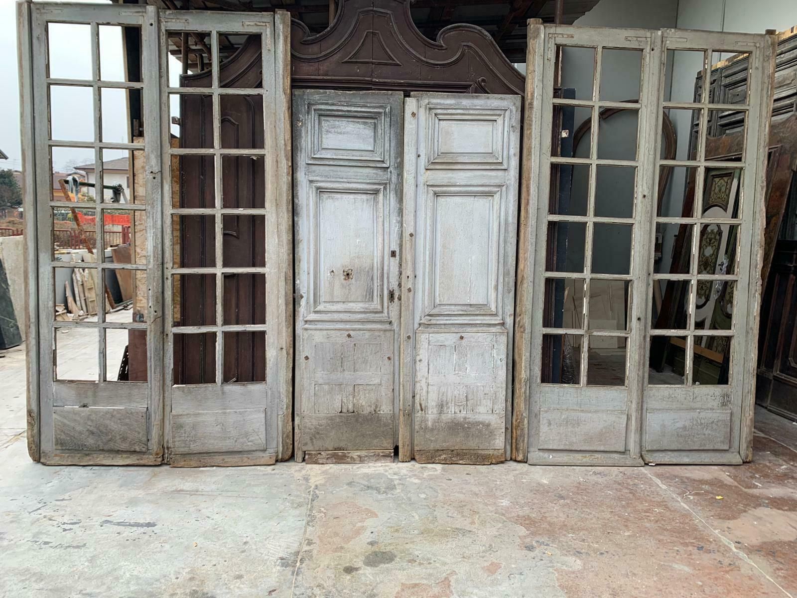 Ancient Stained Glass Window, Shop Facade In Lacquered Oak, 19th Century, France photo furniture