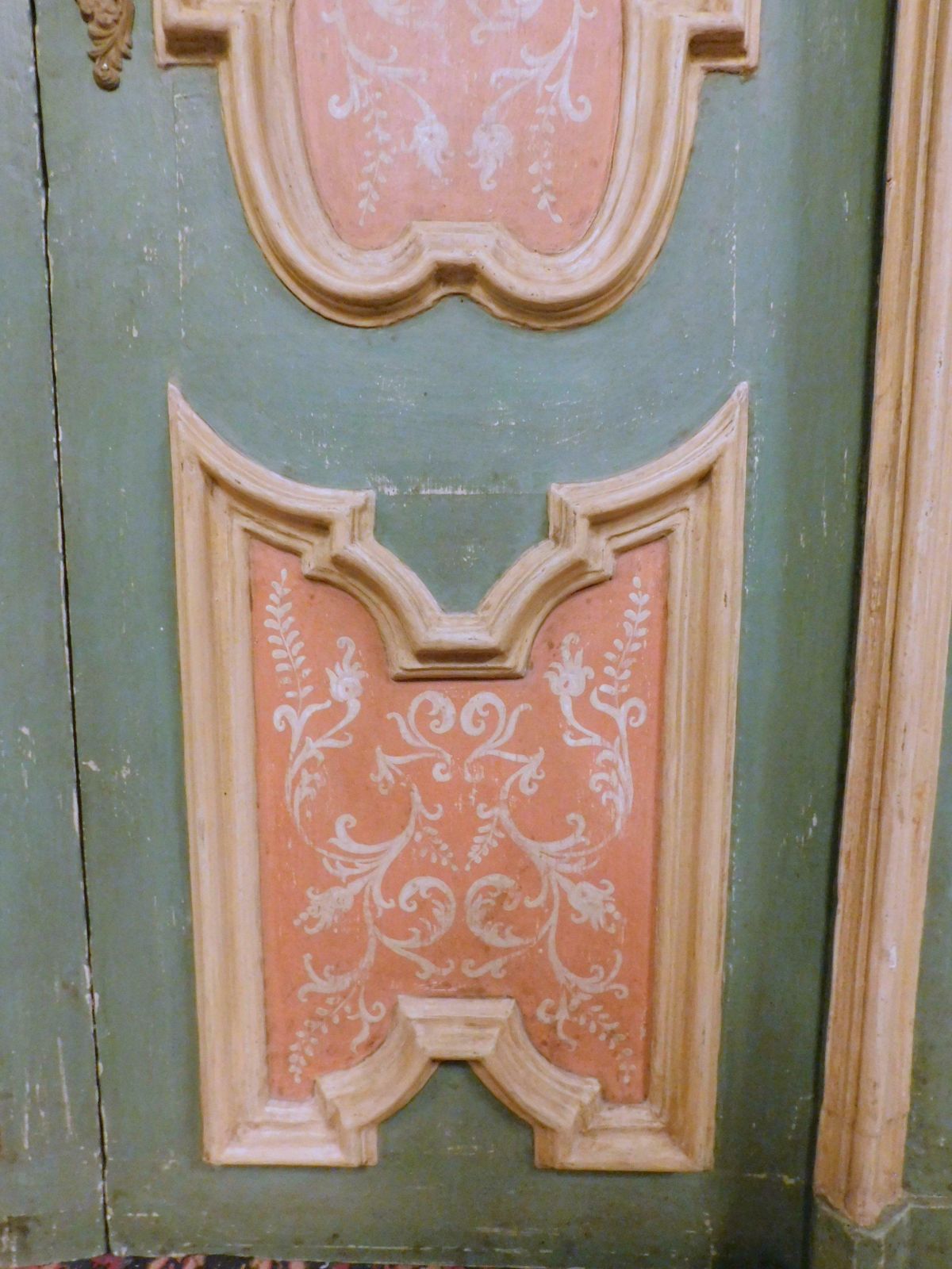 Pair Of Blue And Pink Lacquered Doors, Complete With Frame, 18th Century Italy photo Home Fixtures