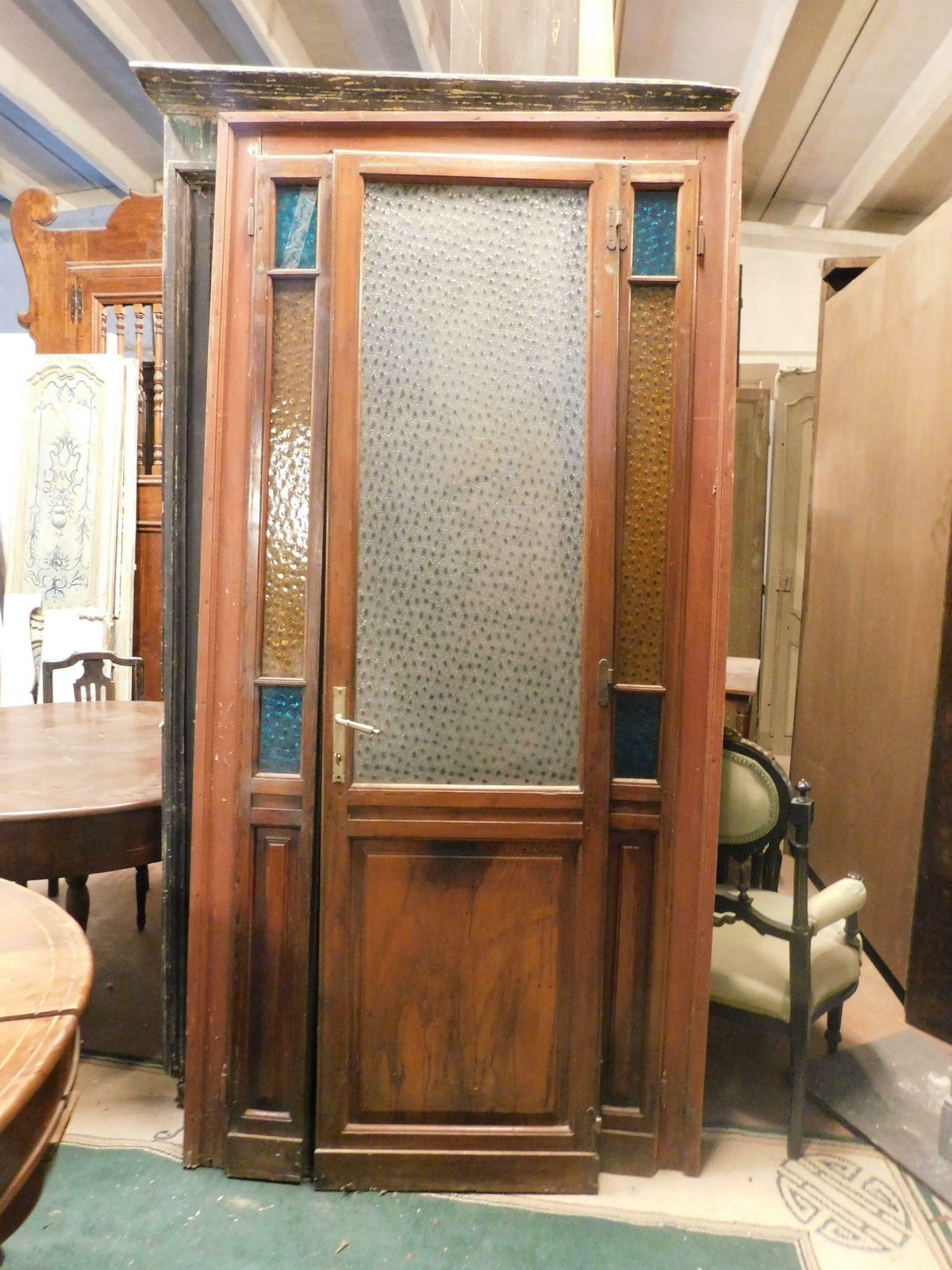 Art Deco Door With Coloured Glass, Early 1900s Italy photo furniture