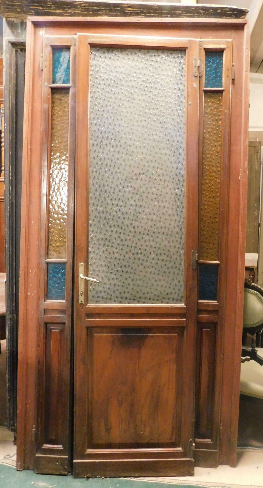 Art Deco Door With Coloured Glass, Early 1900s Italy photo for sale