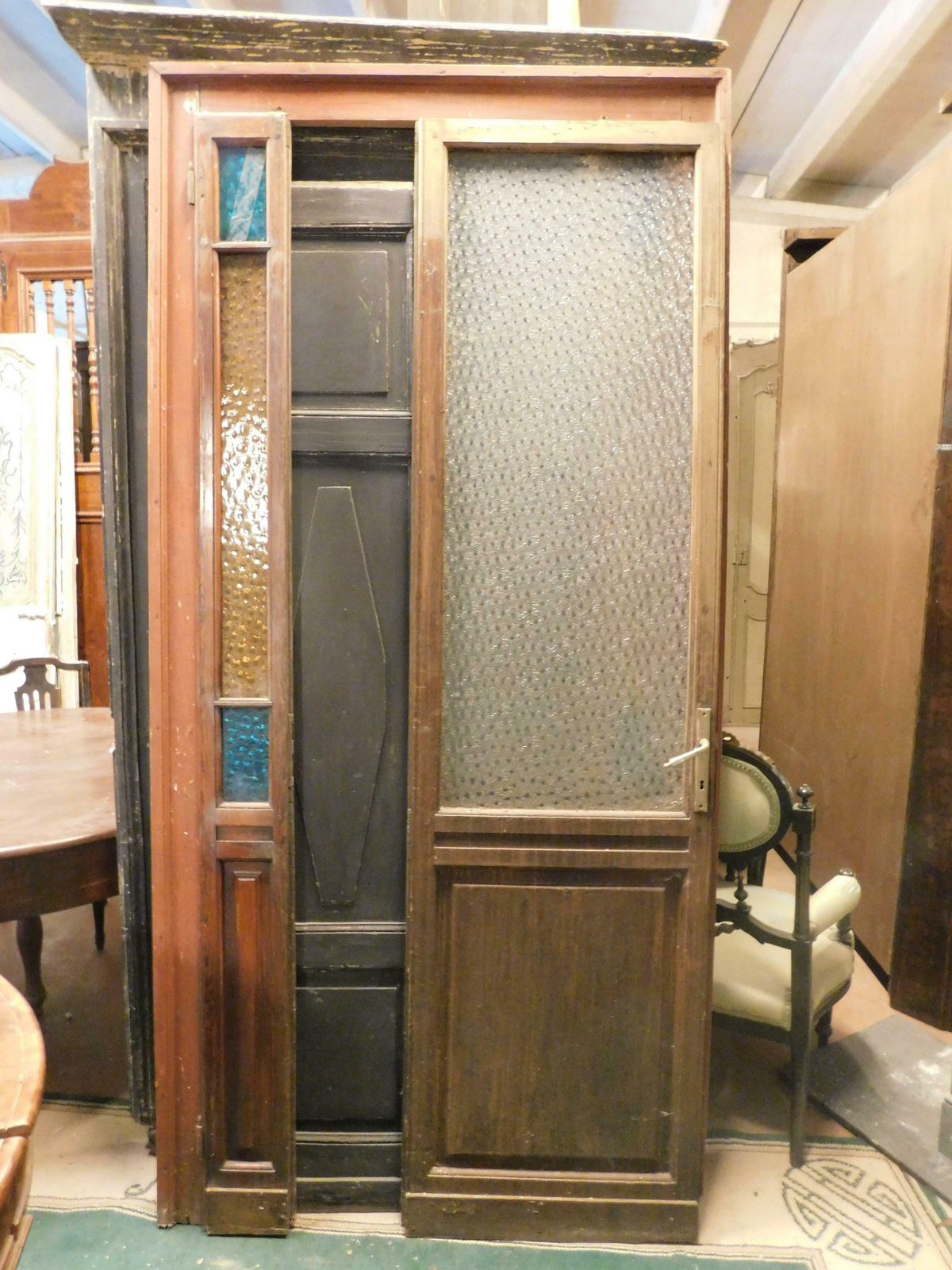 photo vinterior Art Deco Door With Coloured Glass, Early 1900s Italy