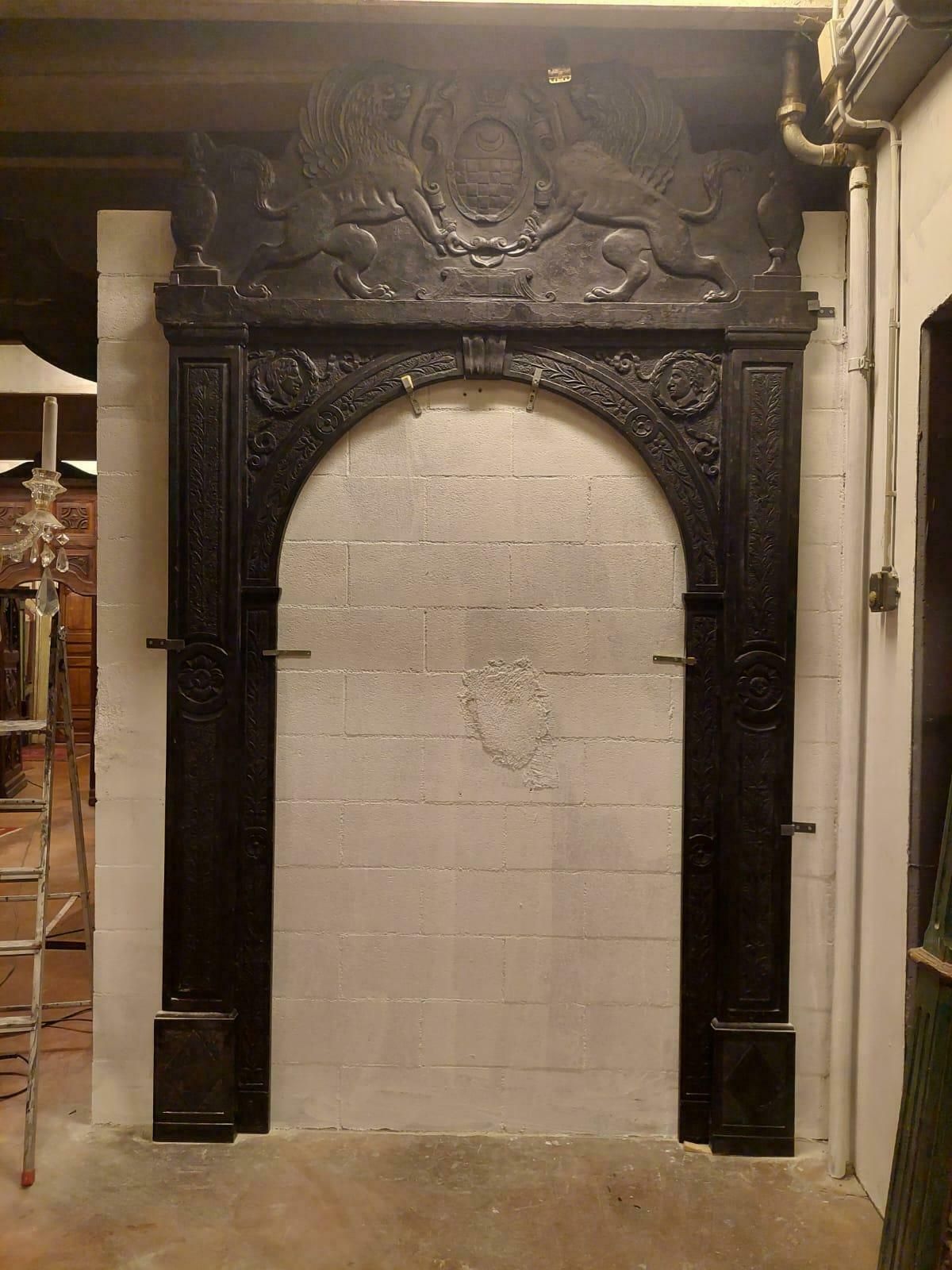 Important And Antique Portal Frame In Black Slate, 16th Century, Italy Genoa photo for sale