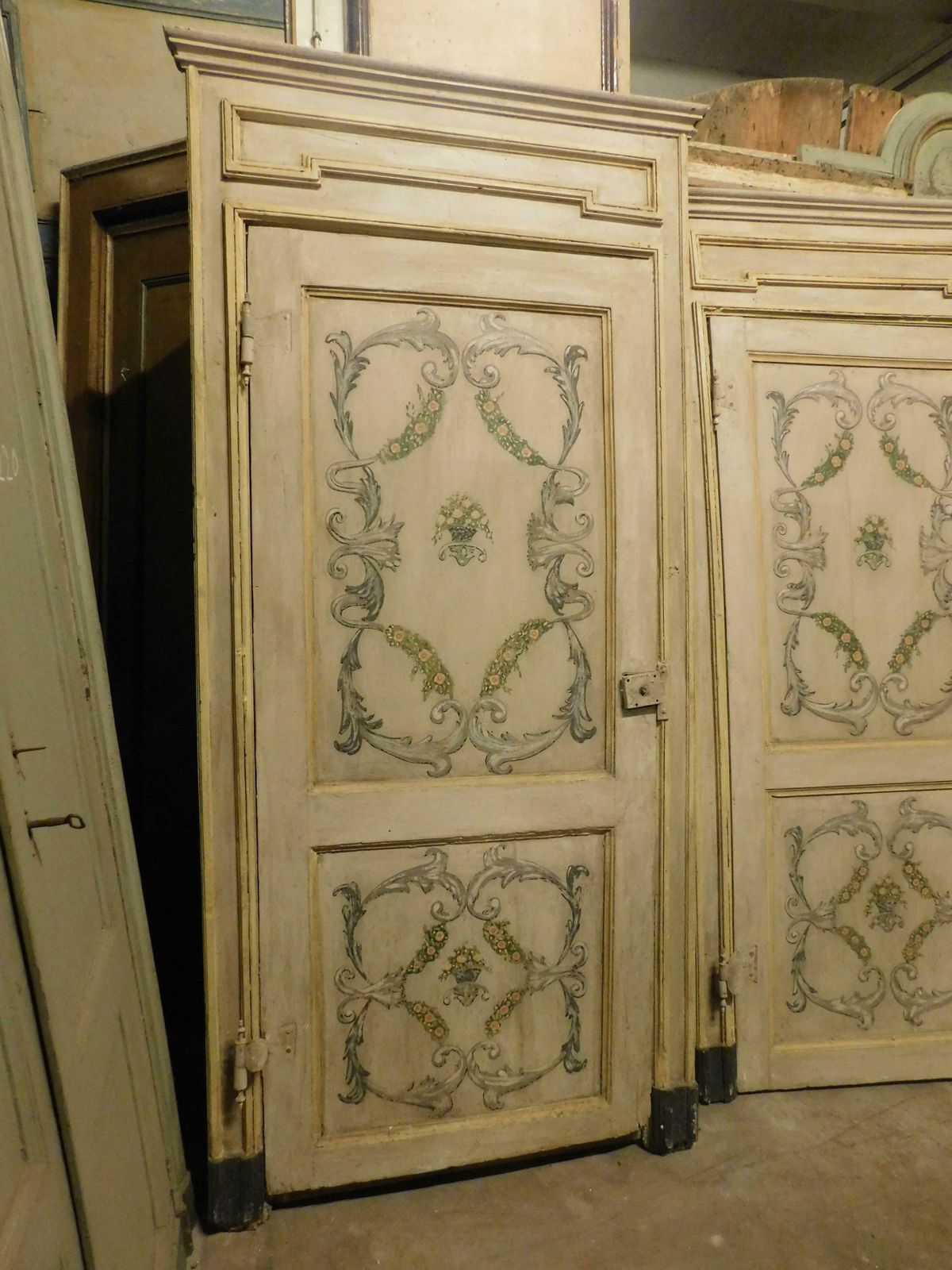 Set Of 2 Painted And Lacquered Interior Doors With Frame, 18th Century, Italy photo 5759.0