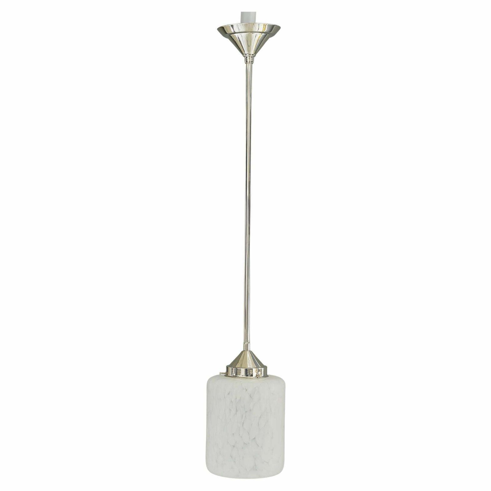 Nickel Plated Art Deco Pendant With Glass Shade Vienna Around 1920s
