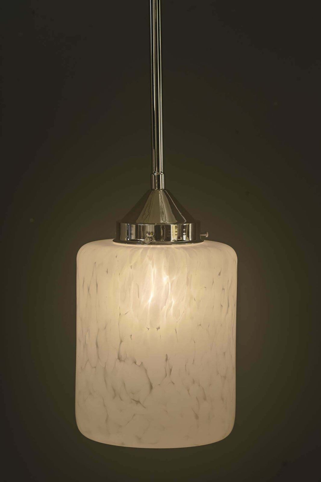photo for sale Nickel Plated Art Deco Pendant With Glass Shade Vienna Around 1920s