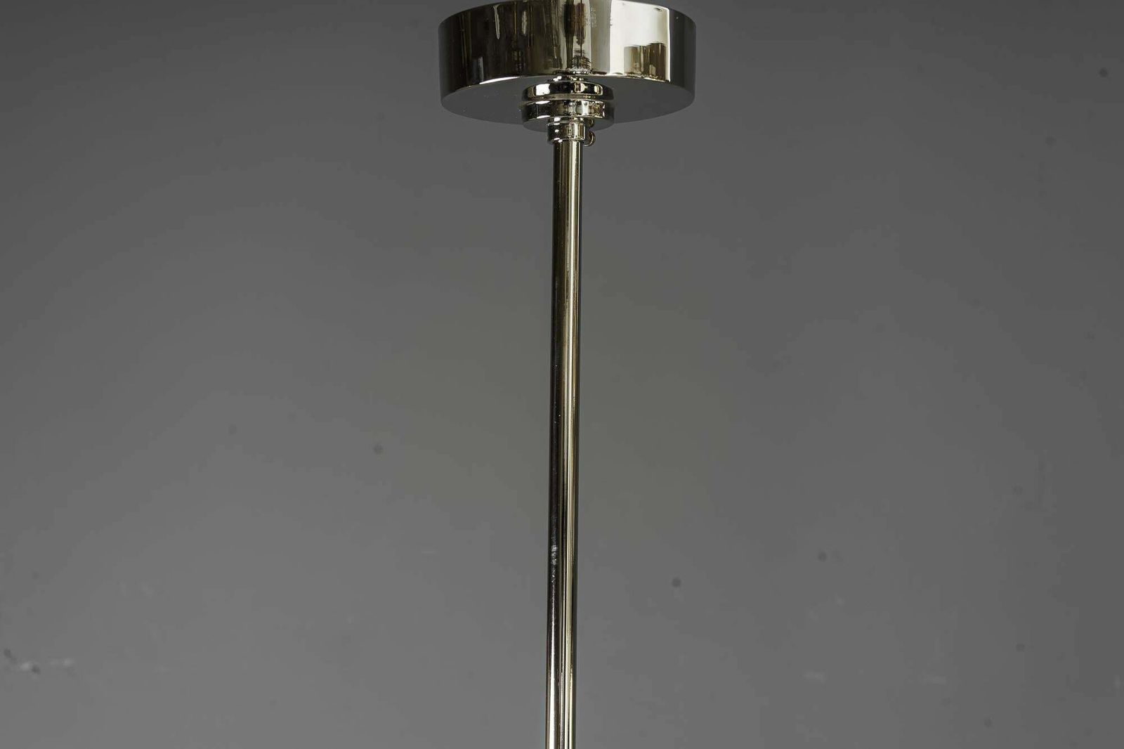 Art Deco Nickel   Plated Pendant With Opal Glass Shade Vienna Around 1920s photo 487.0