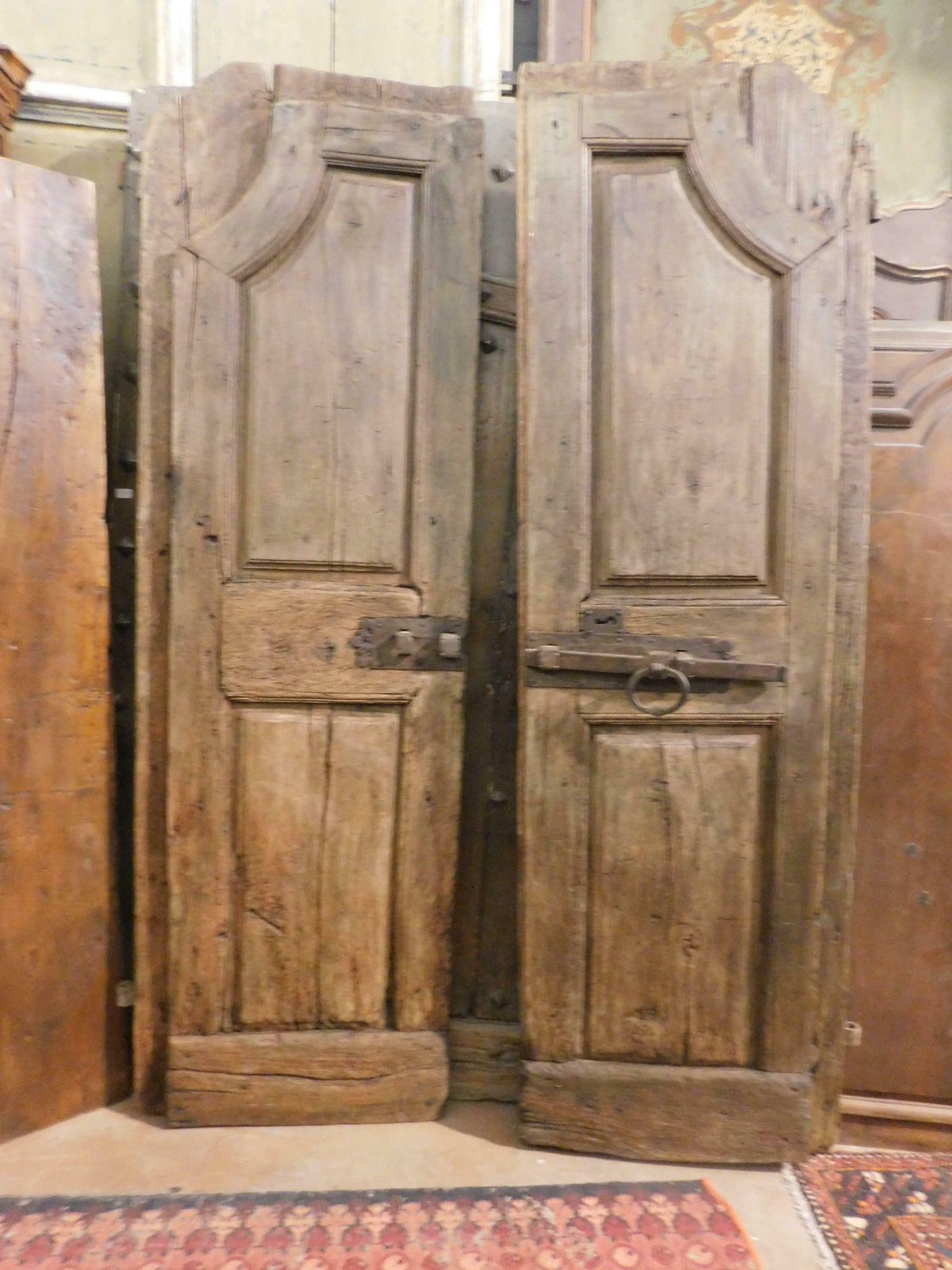 Antique Arched Walnut Door, Carved In The 18th Century, Italy photo for sale