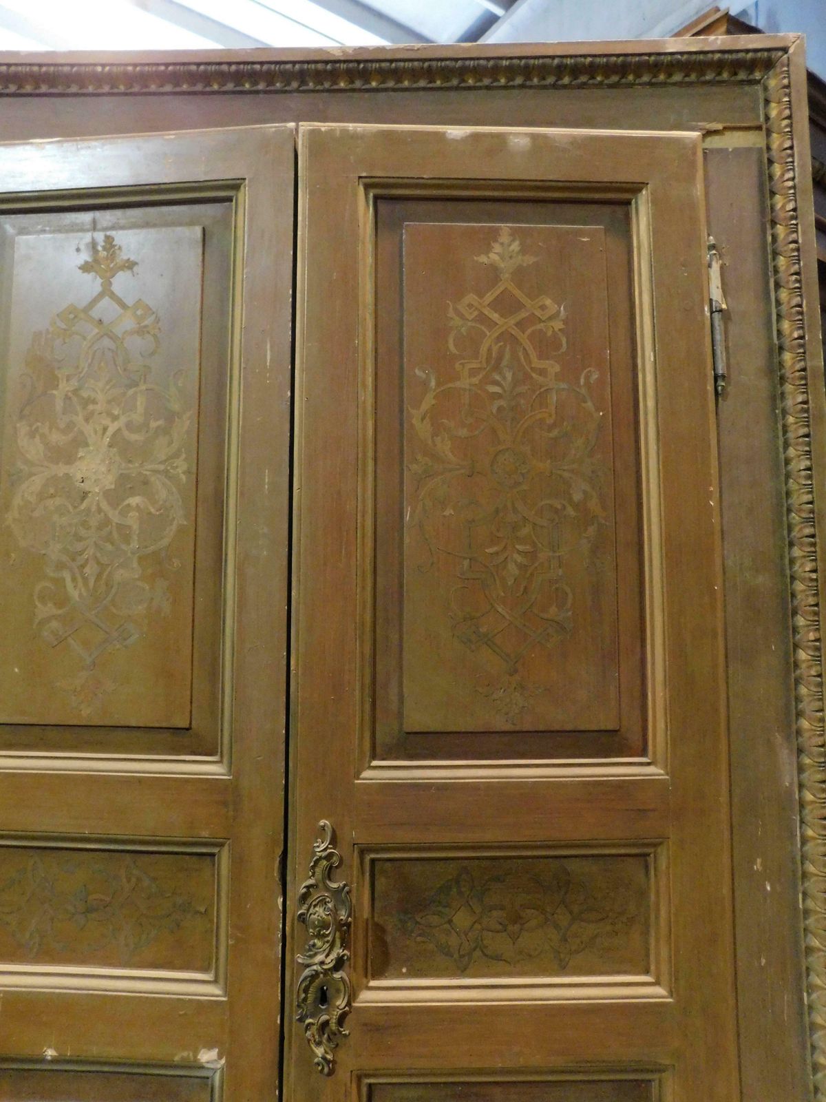 N.4 Double Doors With Frame , Lacquered And Carved, Late 19th Century Italy photo vinterior
