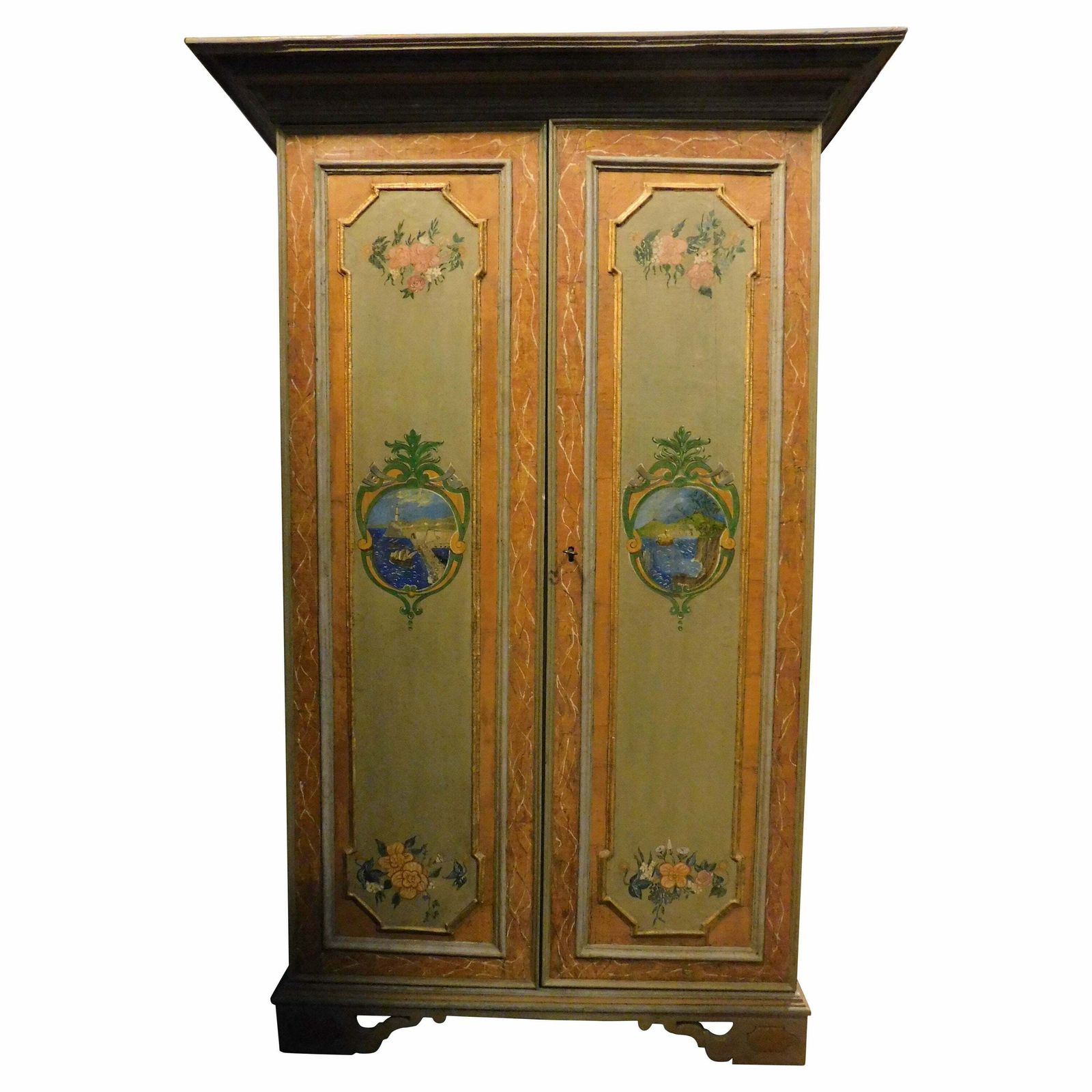 Painted Cabinet, Double Doors With Maritime Views, Genoa 'Italy', 18th Century