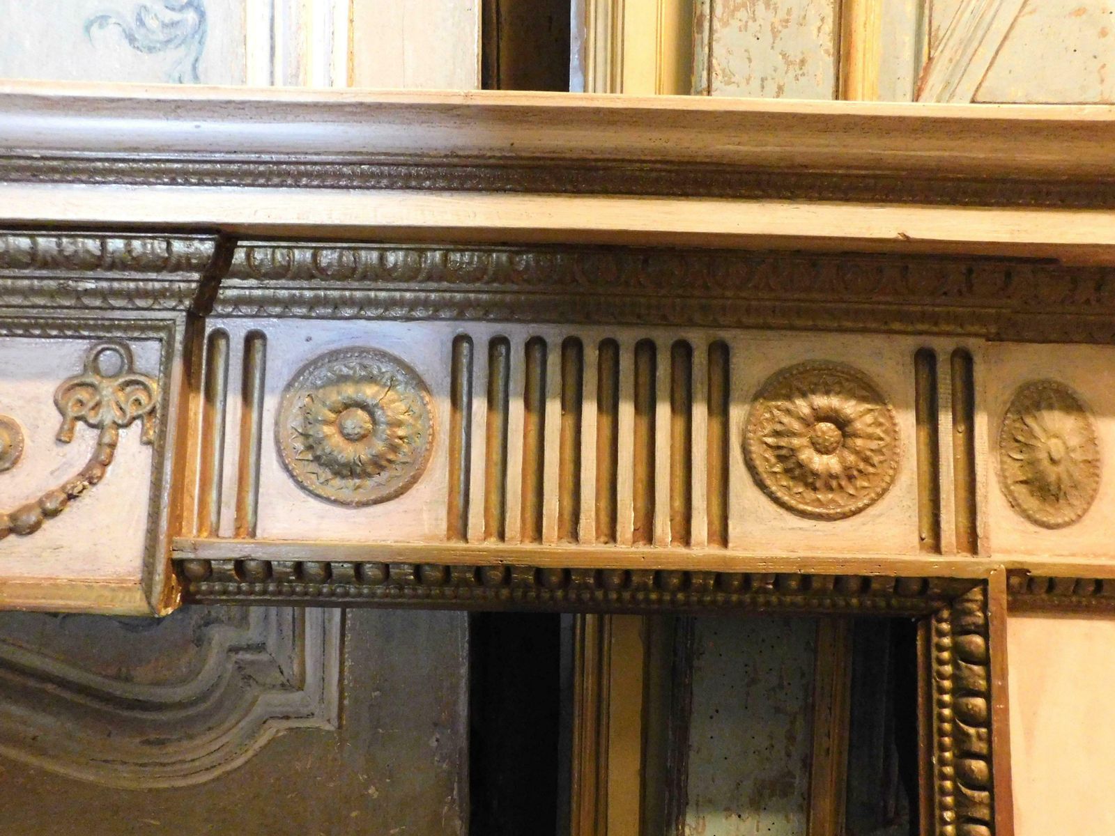 Fireplace Mantle, Carved And White And Gold Lacquered Wood, 18th Century France photo Home Fixtures
