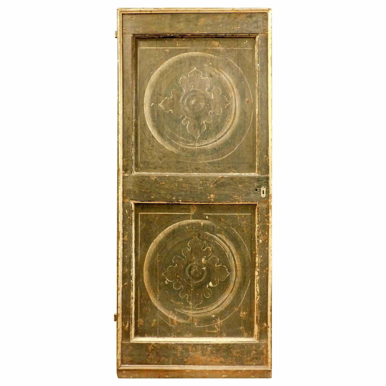 Antique Painted And Lacquered Single Door, 18th Century, Italy