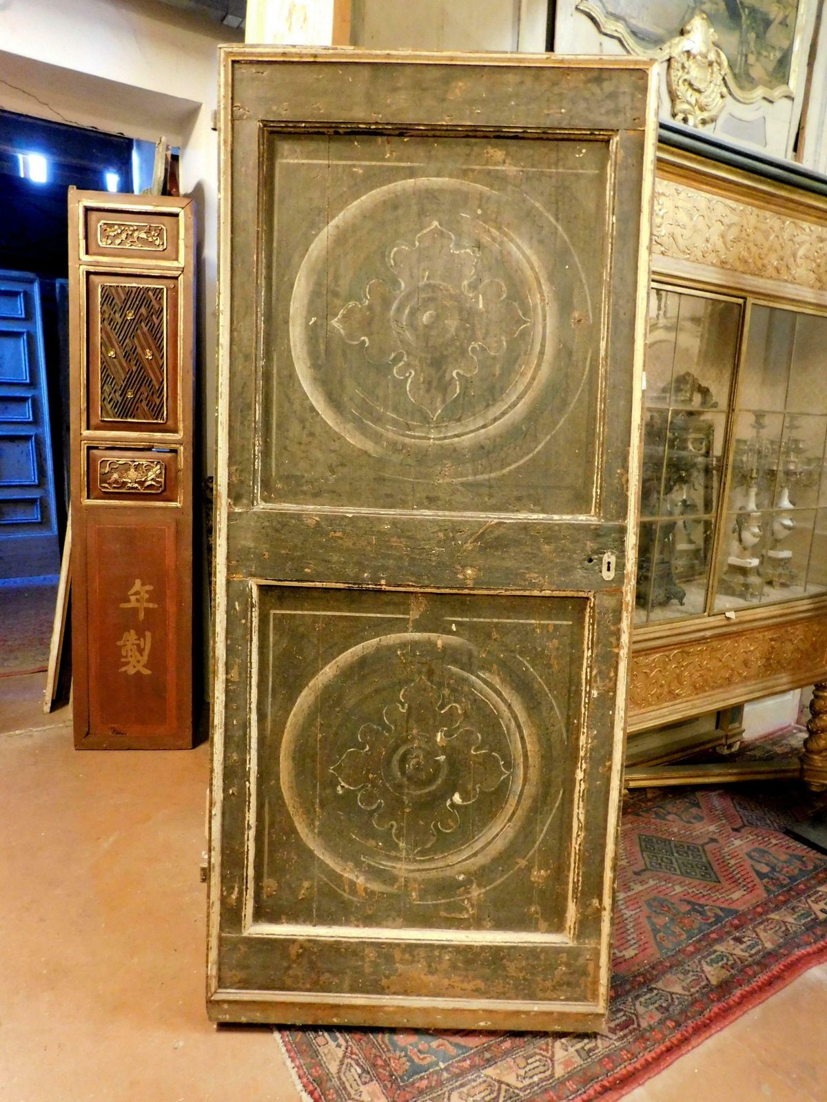 Antique Painted And Lacquered Single Door, 18th Century, Italy photo furniture