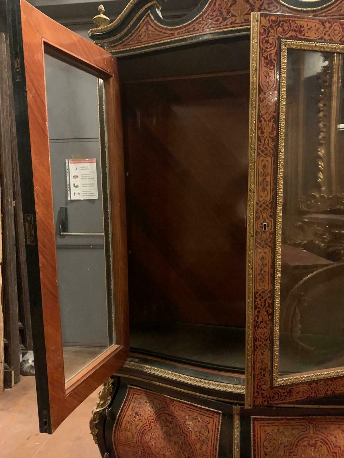 Boulle Style Display Cabinet, Rounded And Inlaid, Early 1900s, Italy photo vinterior