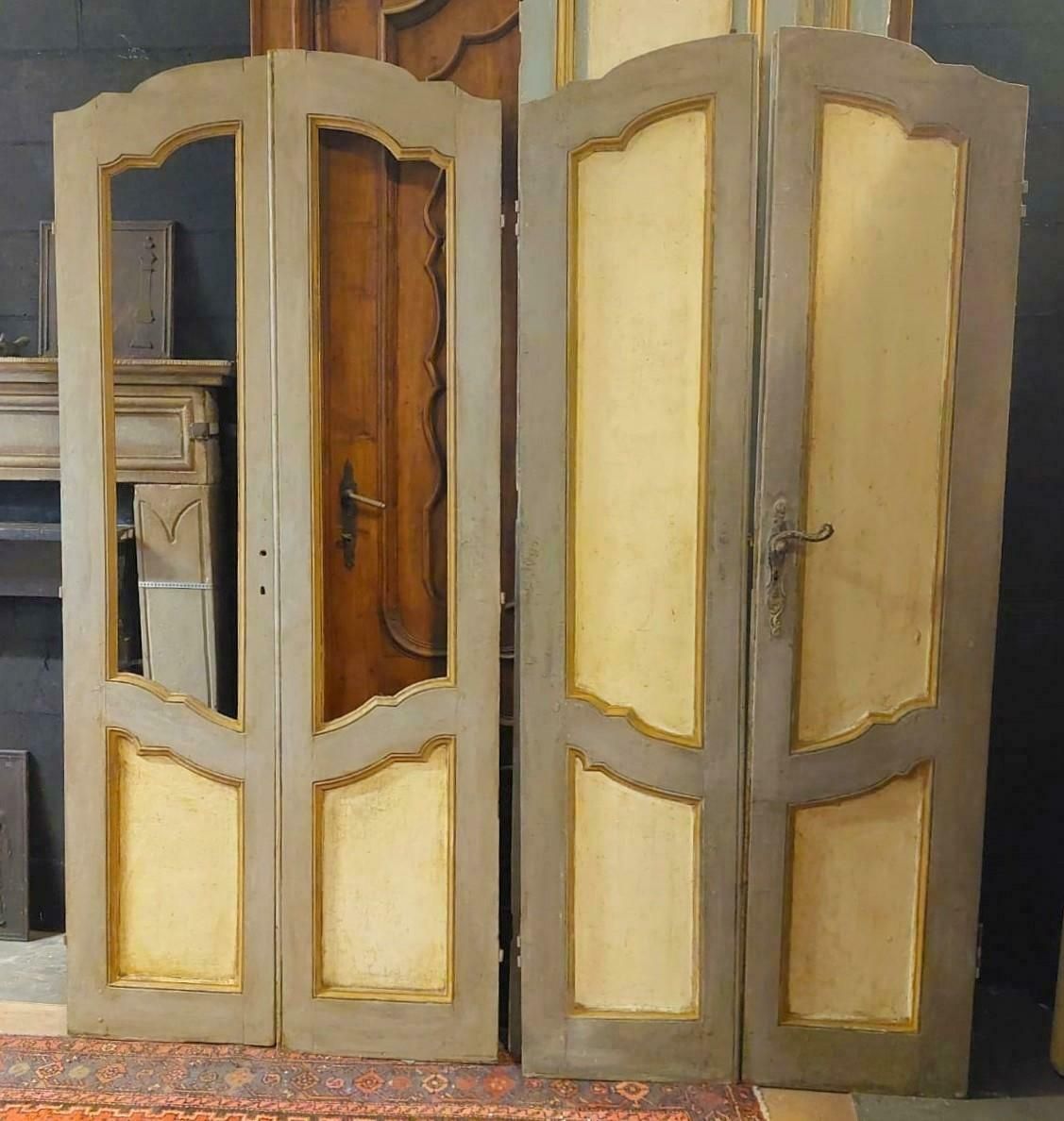 photo furniture N.2 Double Doors, One Glass And One Panels, Lacquered, 18th Century Italy