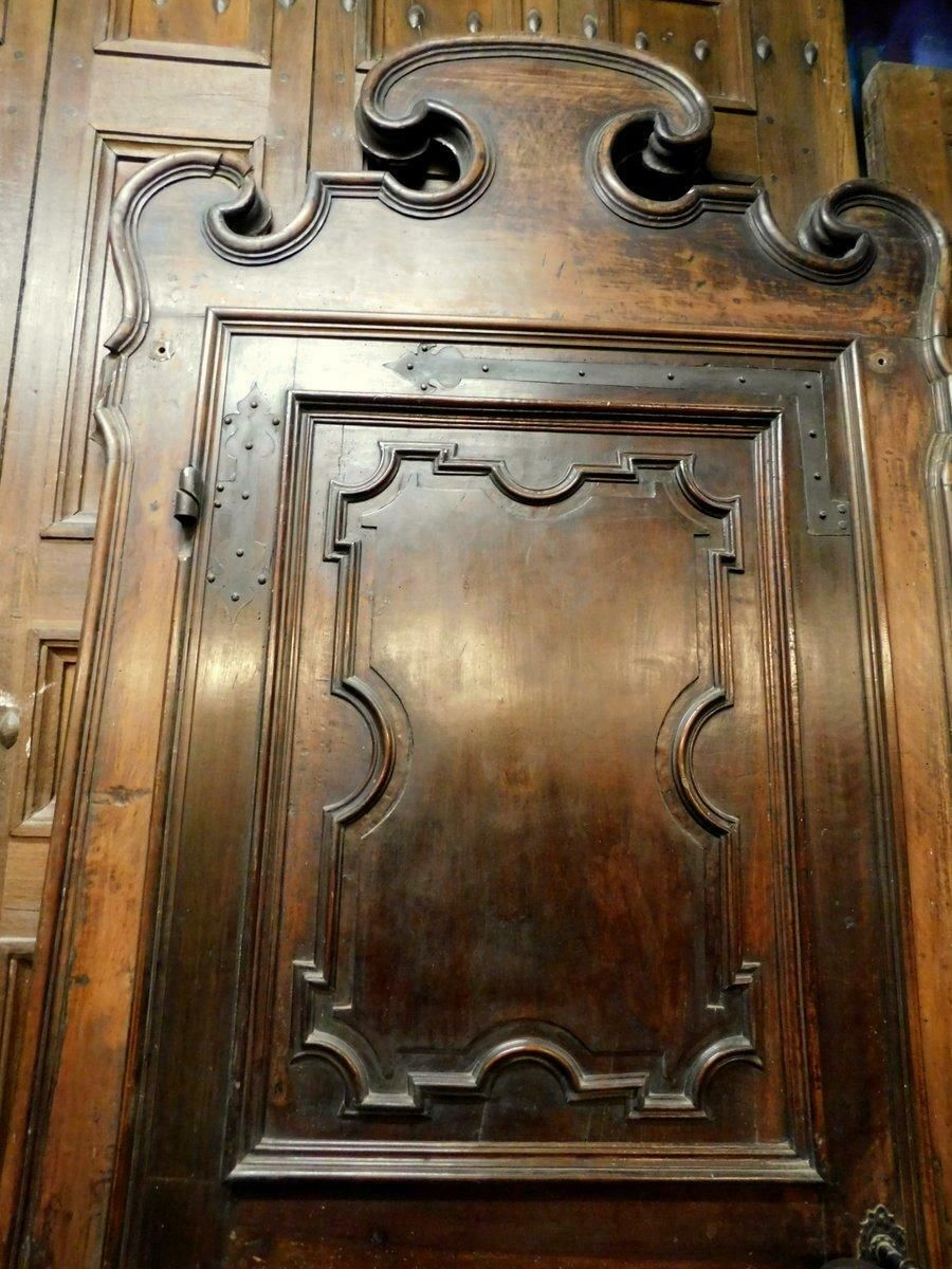 Pair Of Louis XIV Walnut Interior Doors With Frame, 18th Century, Italy photo for sale