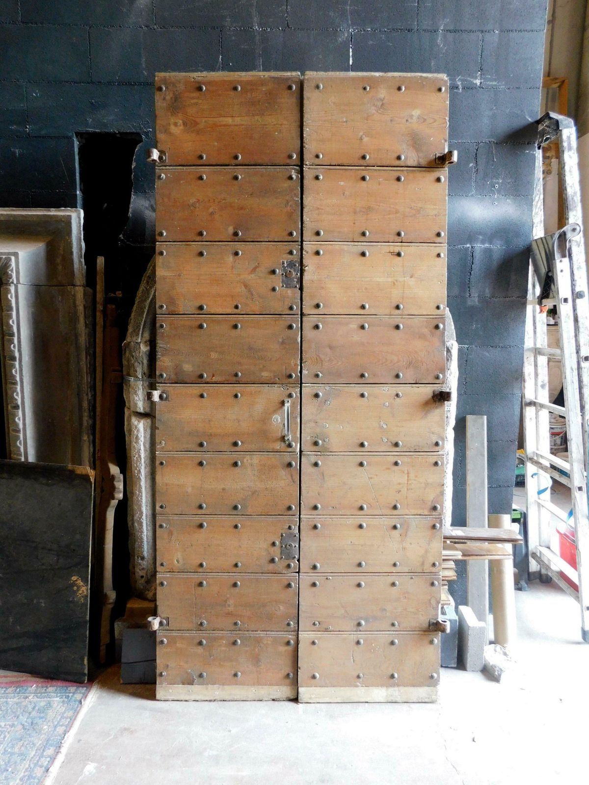 Double Prison Door In Wood And Iron, Nails & Bolts, 19th Century Italy photo for sale
