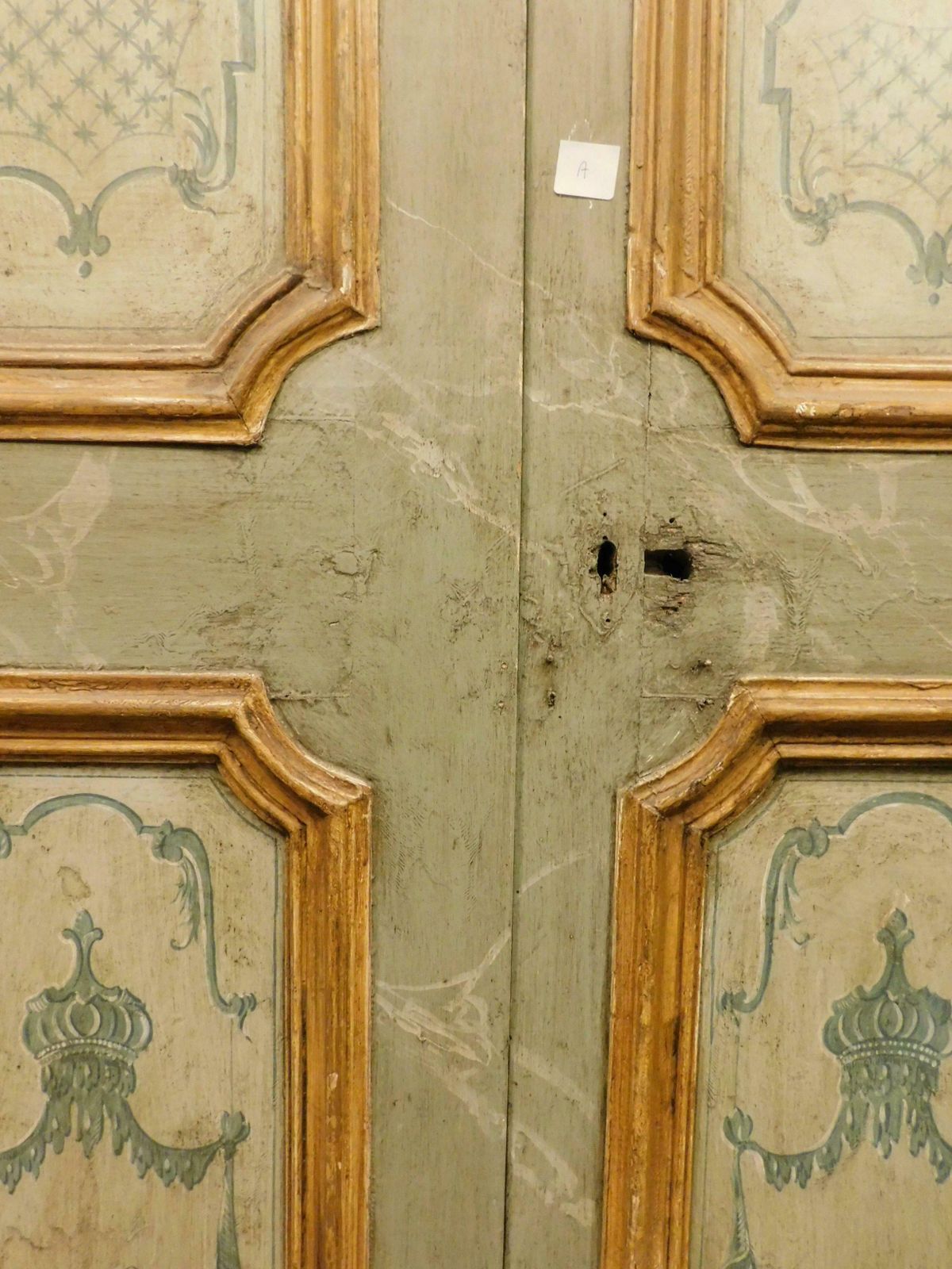 Set Of 2 Lacquered And Painted Doors, Green And Yellow, 18th Century Rome photo 6202.0
