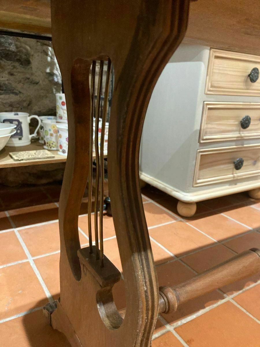 Oblong Leather Topped Lyre Leg Side Table End Of Season Clearance Sale!!!! photo for sale