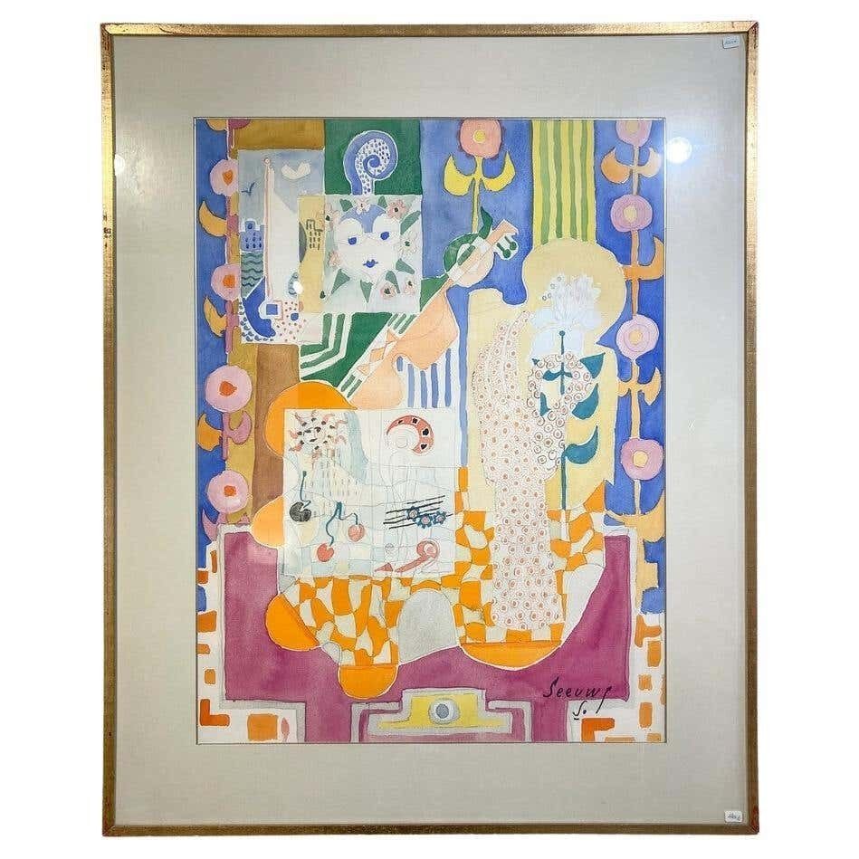 Jos Seeuws (1912 2003) Painting, Belgium, 1970s, Watercolor