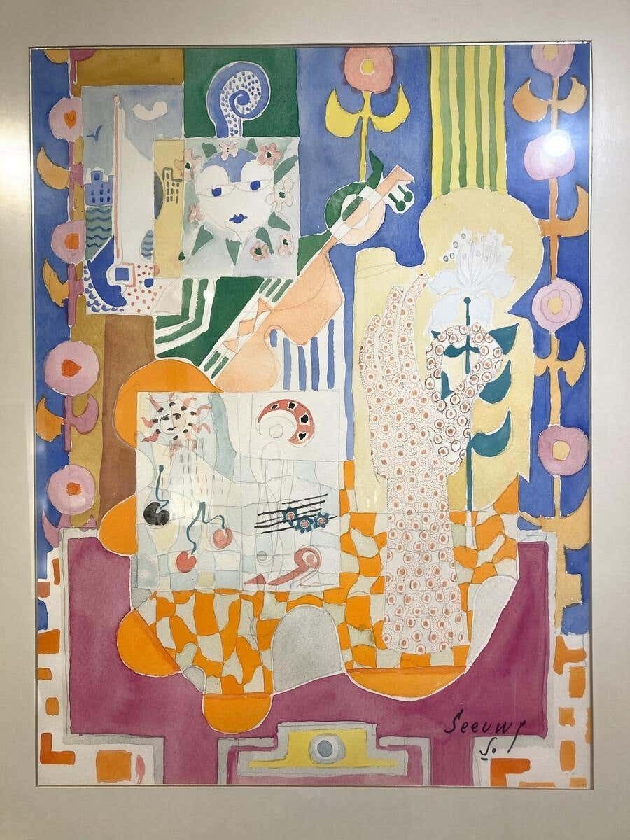 Jos Seeuws (1912 2003) Painting, Belgium, 1970s, Watercolor photo for sale