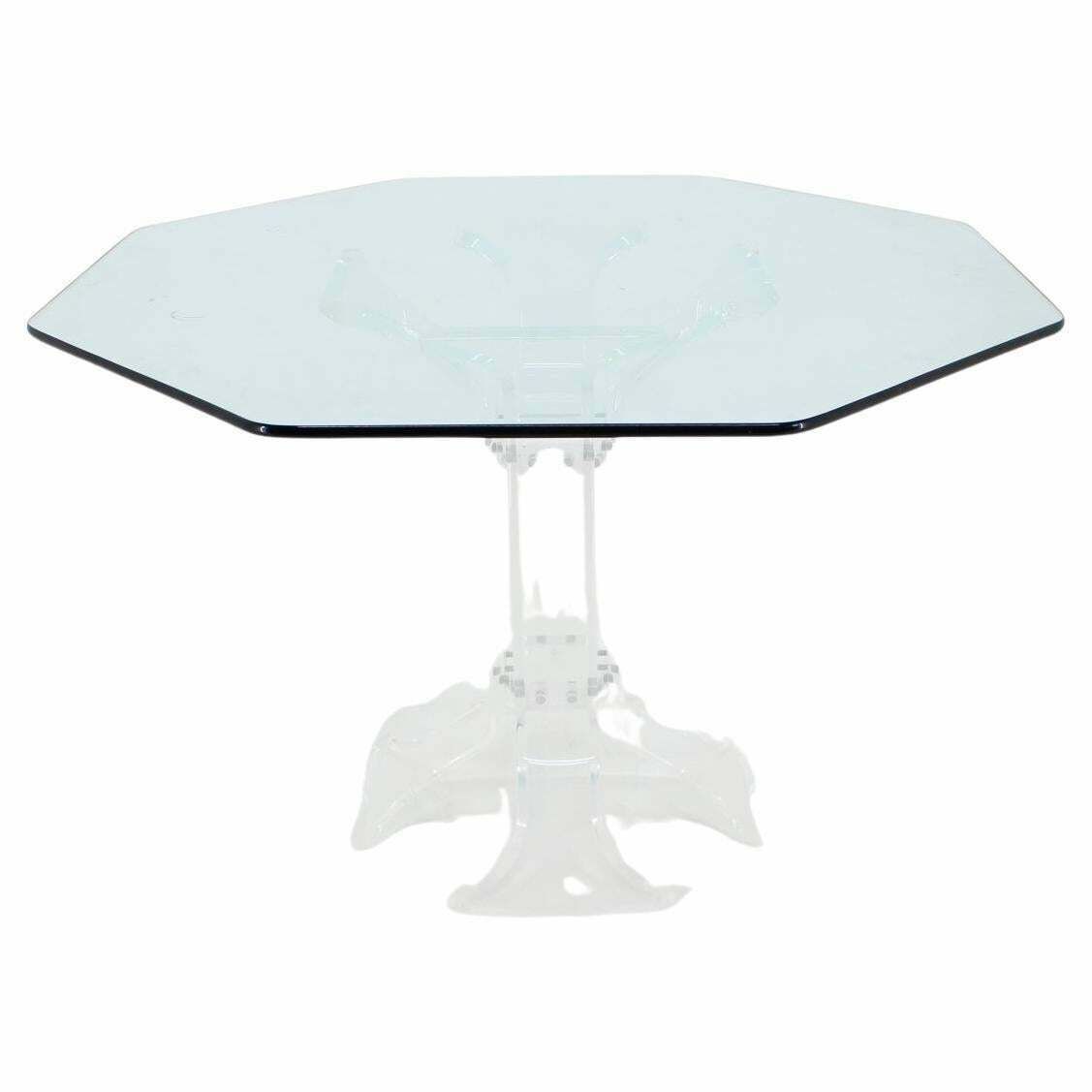 1970s Lucite Dining Table With Glass Top, Charles Hollis Jones Style photo furniture