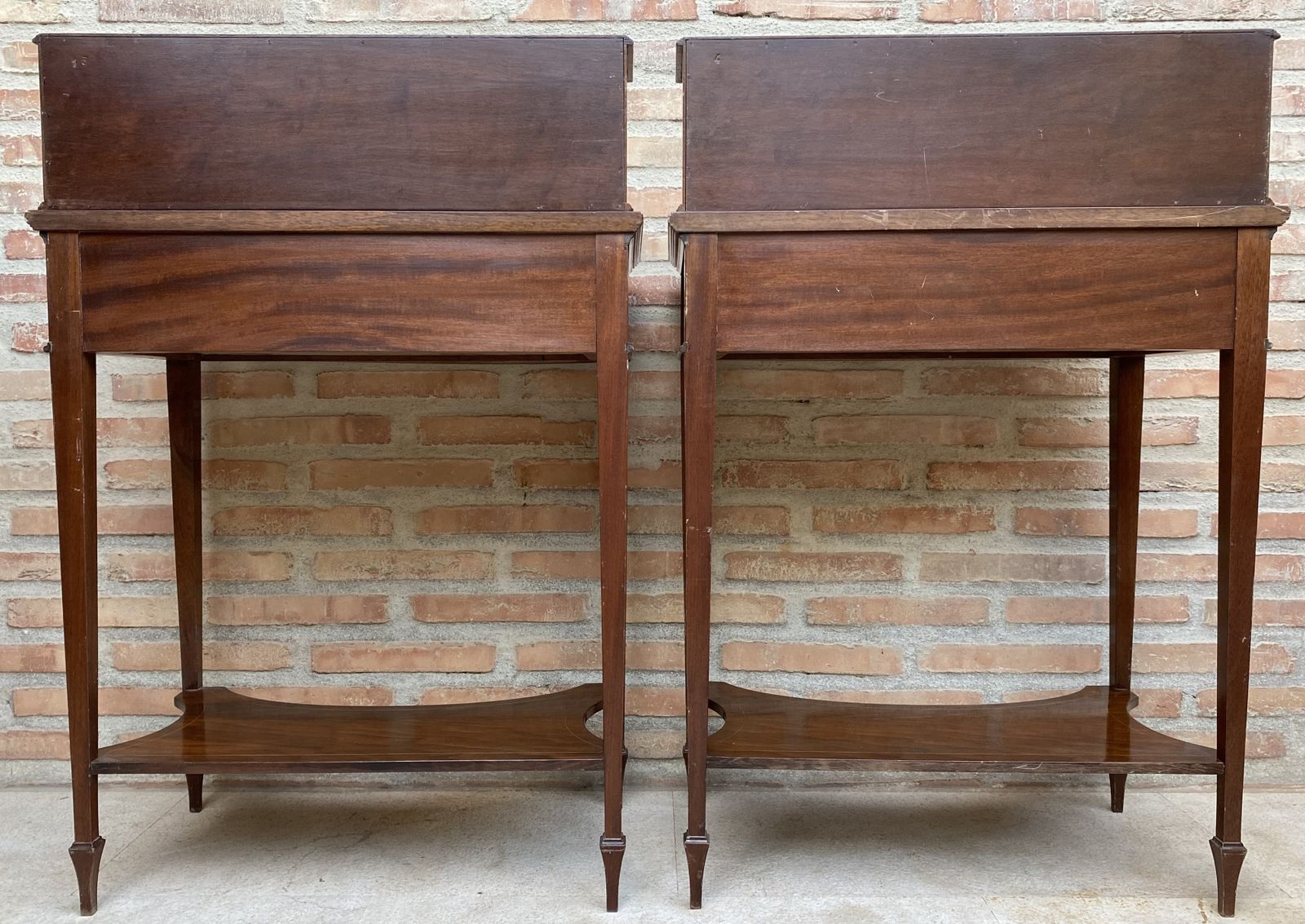 Pair Of Nightstands Or Secretary Desk With French Marquetry Inlaid, Circa 1920 photo vinterior