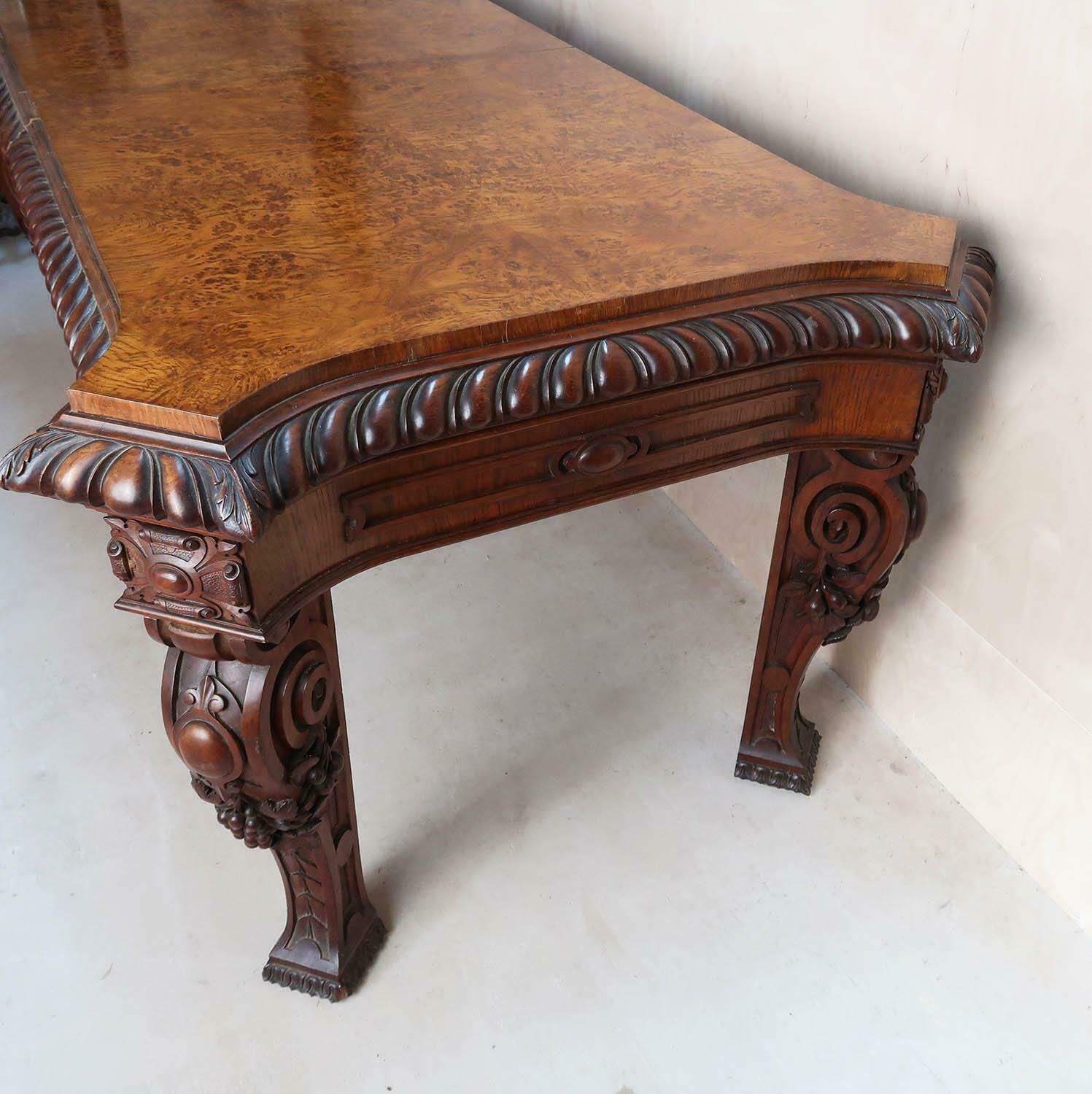 Large Antique Renaissance Revival Pollard Oak Table Circa 1835 photo vintage