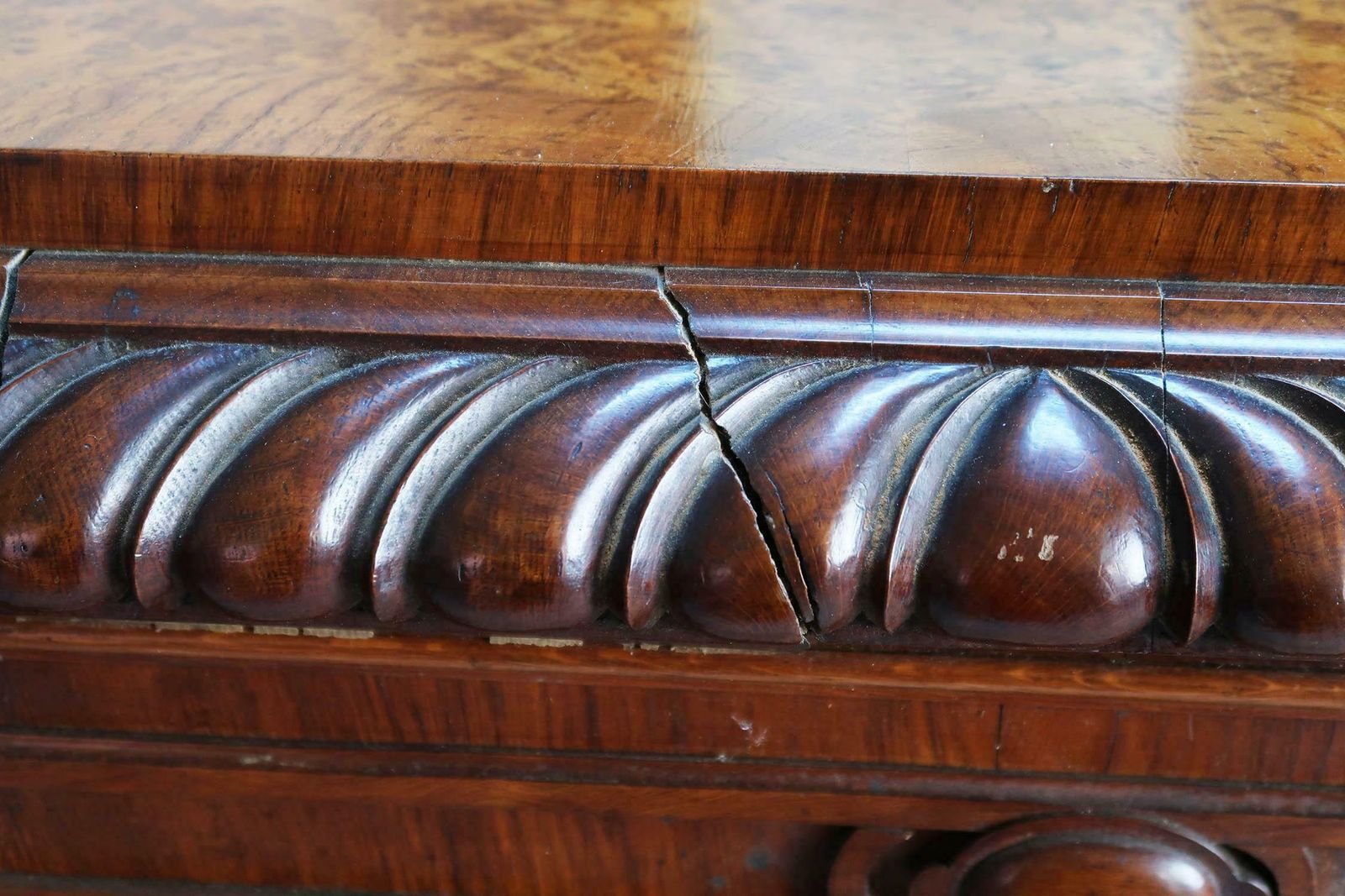 photo furniture Large Antique Renaissance Revival Pollard Oak Table Circa 1835