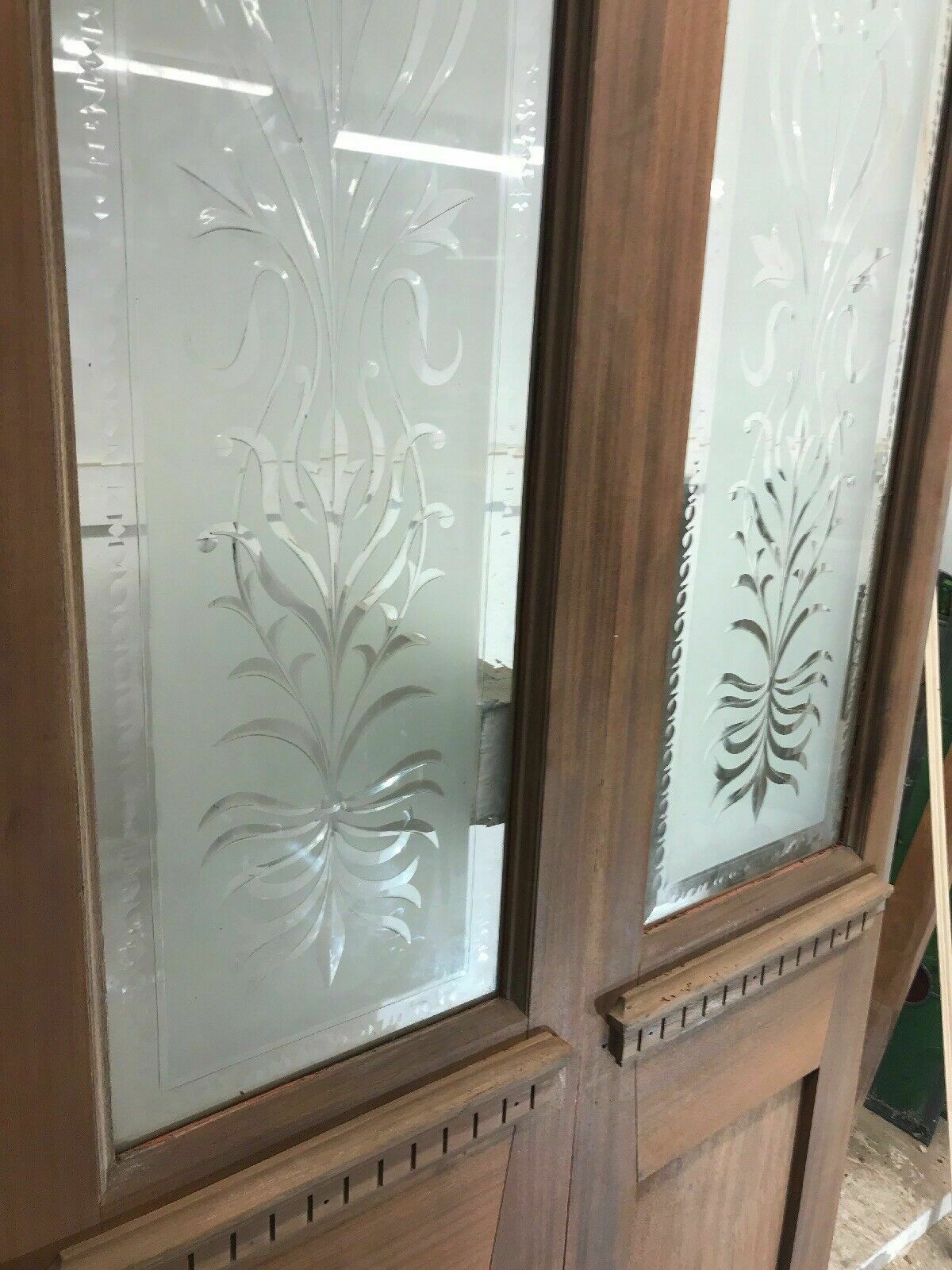 Antique French Doors Period Reclaimed Cut Glass Hardwood Carved Vestibule Porch photo buy