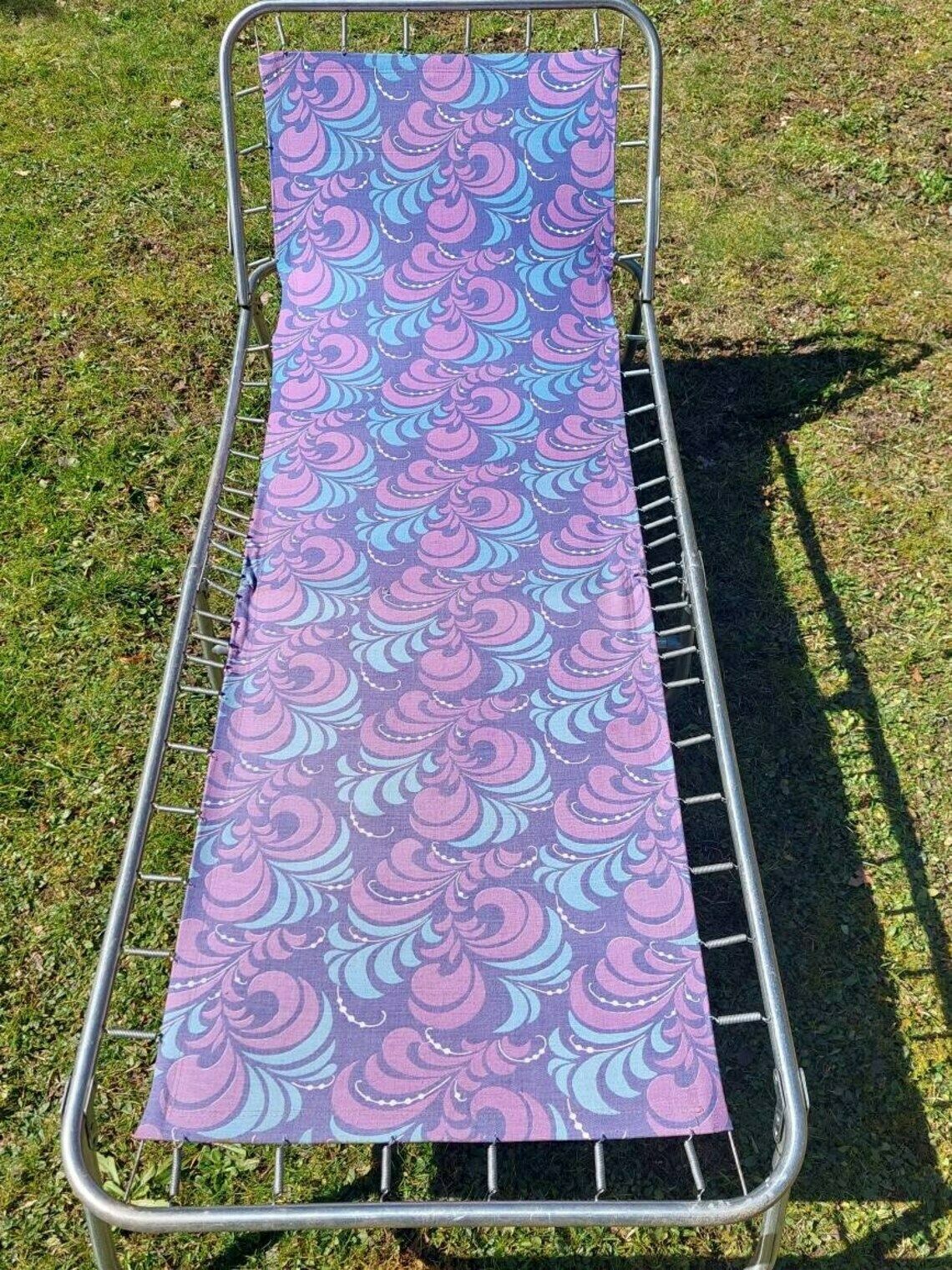 Retro Folding Flower Power Sun Lounger/ Retro Folding Beach, Teracce, Patio, Pool Chair / Retro Canvas Folding Deck Chair /Retro Beach /1970's photo Furniture