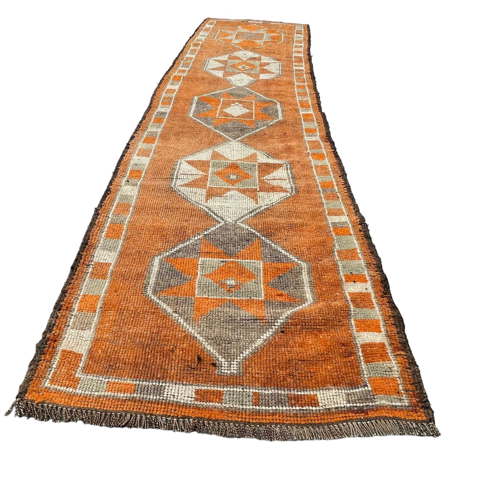 Vintage Kurdish Herki Rug , 363 X 95 Cm photo vintage