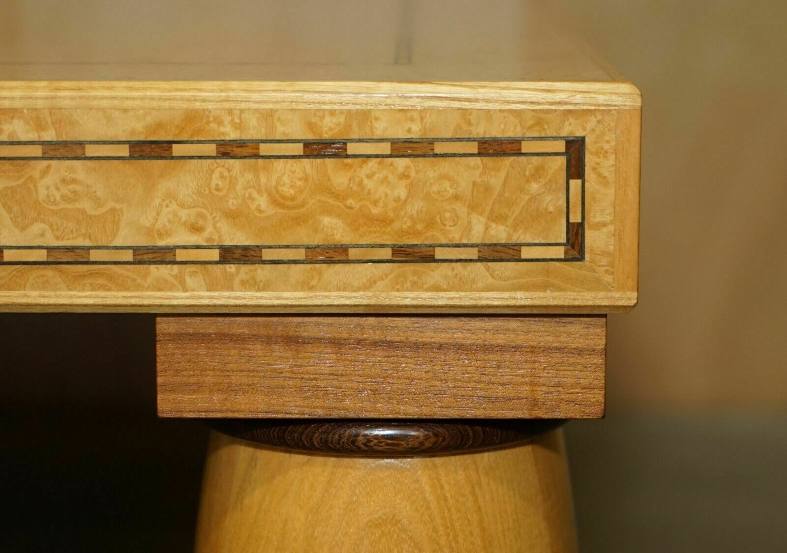 Furniture Stunning Original Andrew Varah Burr Walnut Satinwood & Oak Large Coffee Table photo